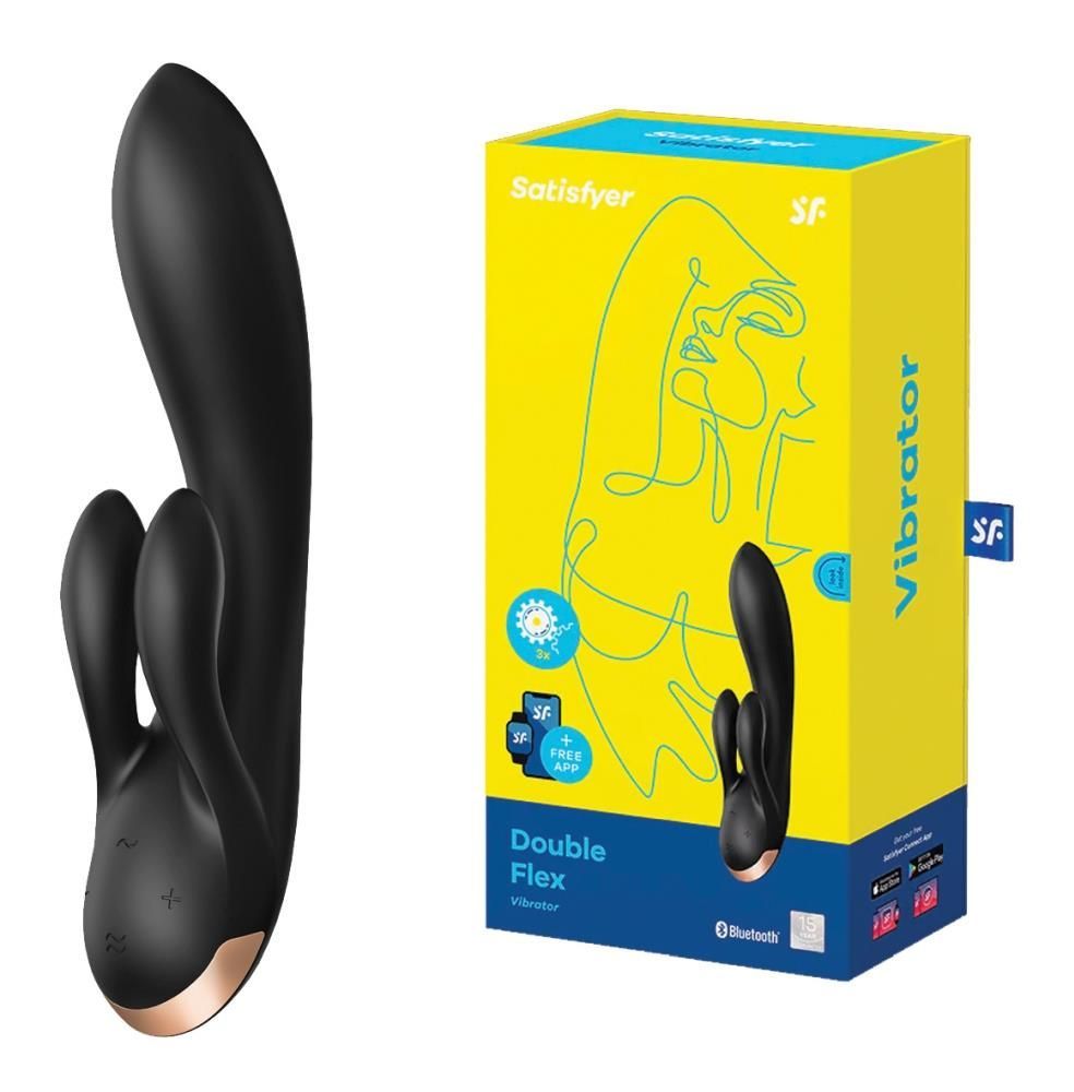 Вибратор-кролик Satisfyer Double Flex, 20 см (черный)