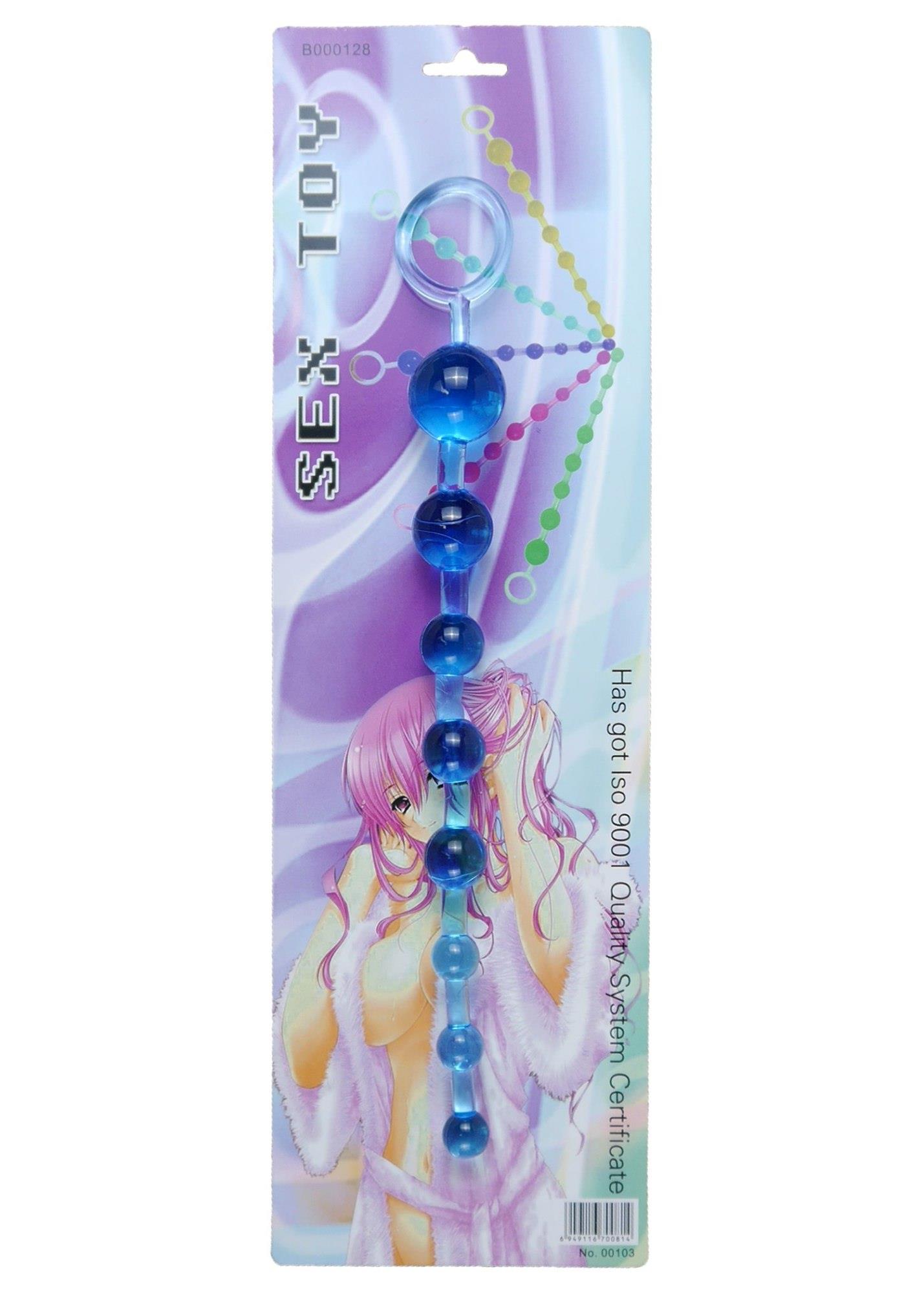 Анальная цепочка Jelly Anal 10 Beads Clear, 29 см (голубой)