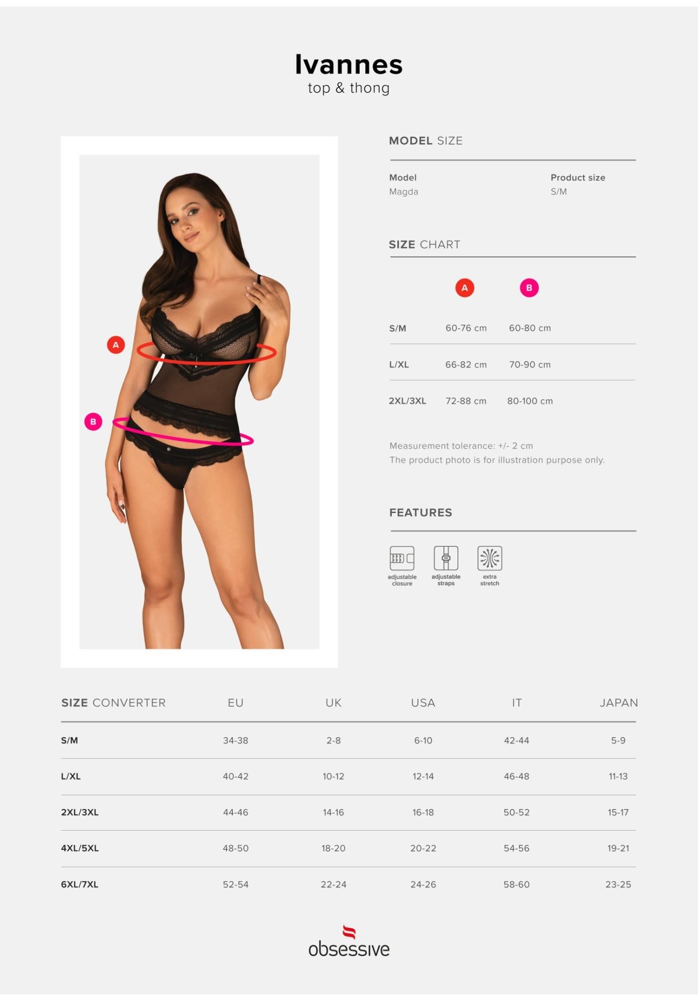 Комплект белья Obsessive Ivannes, 2XL/3XL (черный)