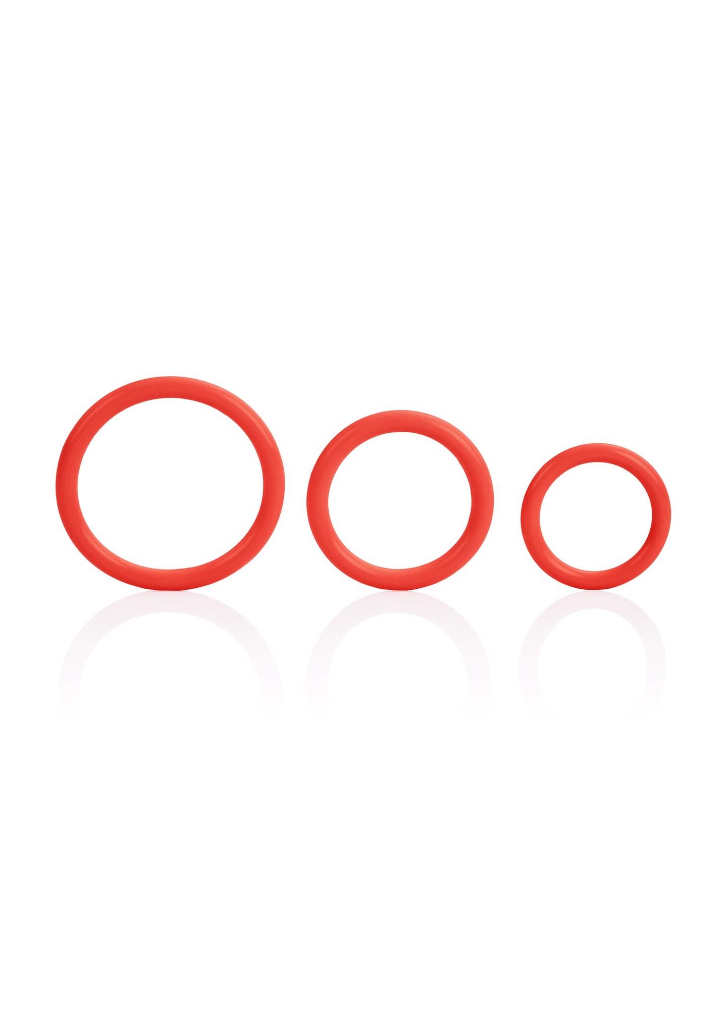 Эрекционное кольцо Calexotics Tri-Rings, 3 шт (красный)