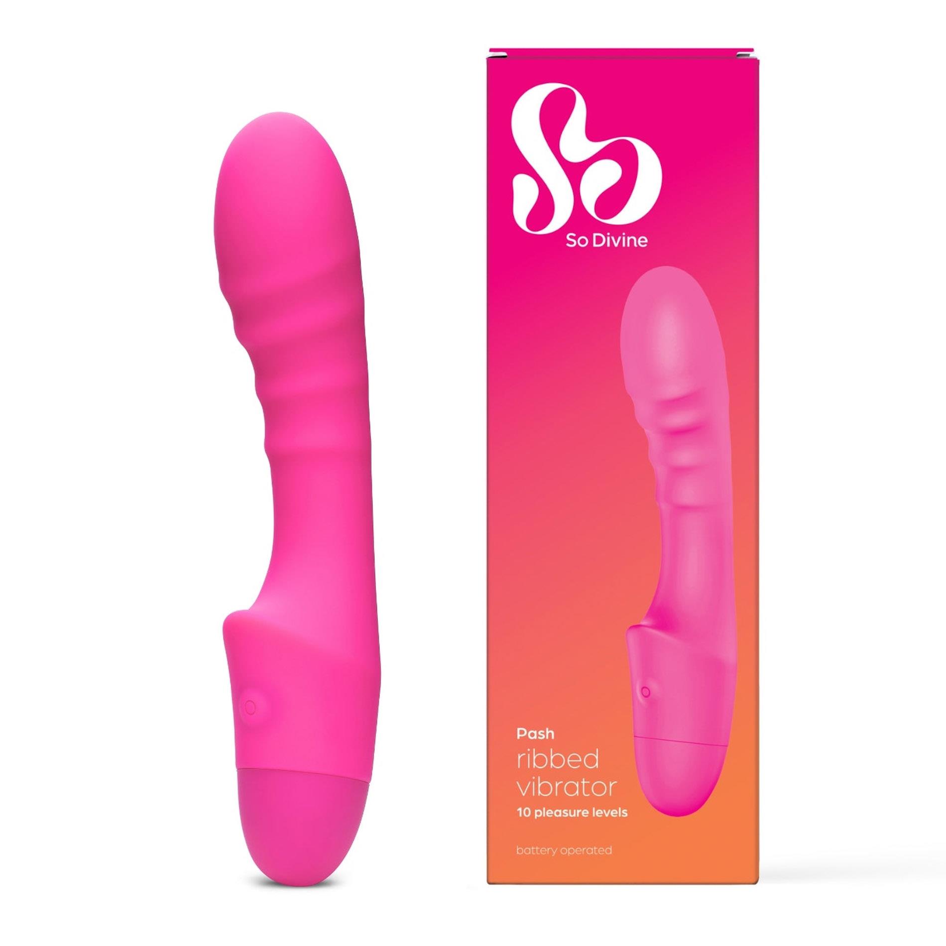 Вибратор So Divine Pash Ribbed G-spot, 17.7 см (розовый)