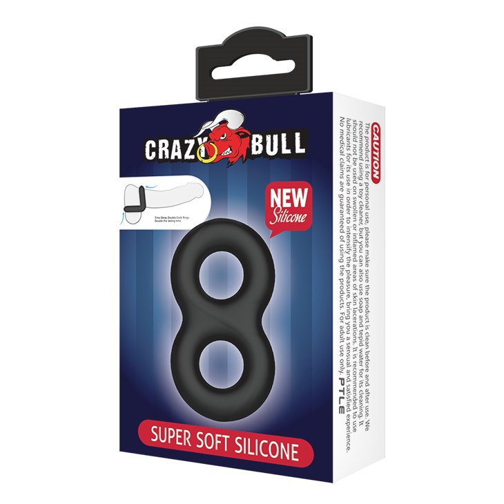Эрекционное кольцо Crazy Bull Super Soft Silicone Double II Cock Ring (черный)