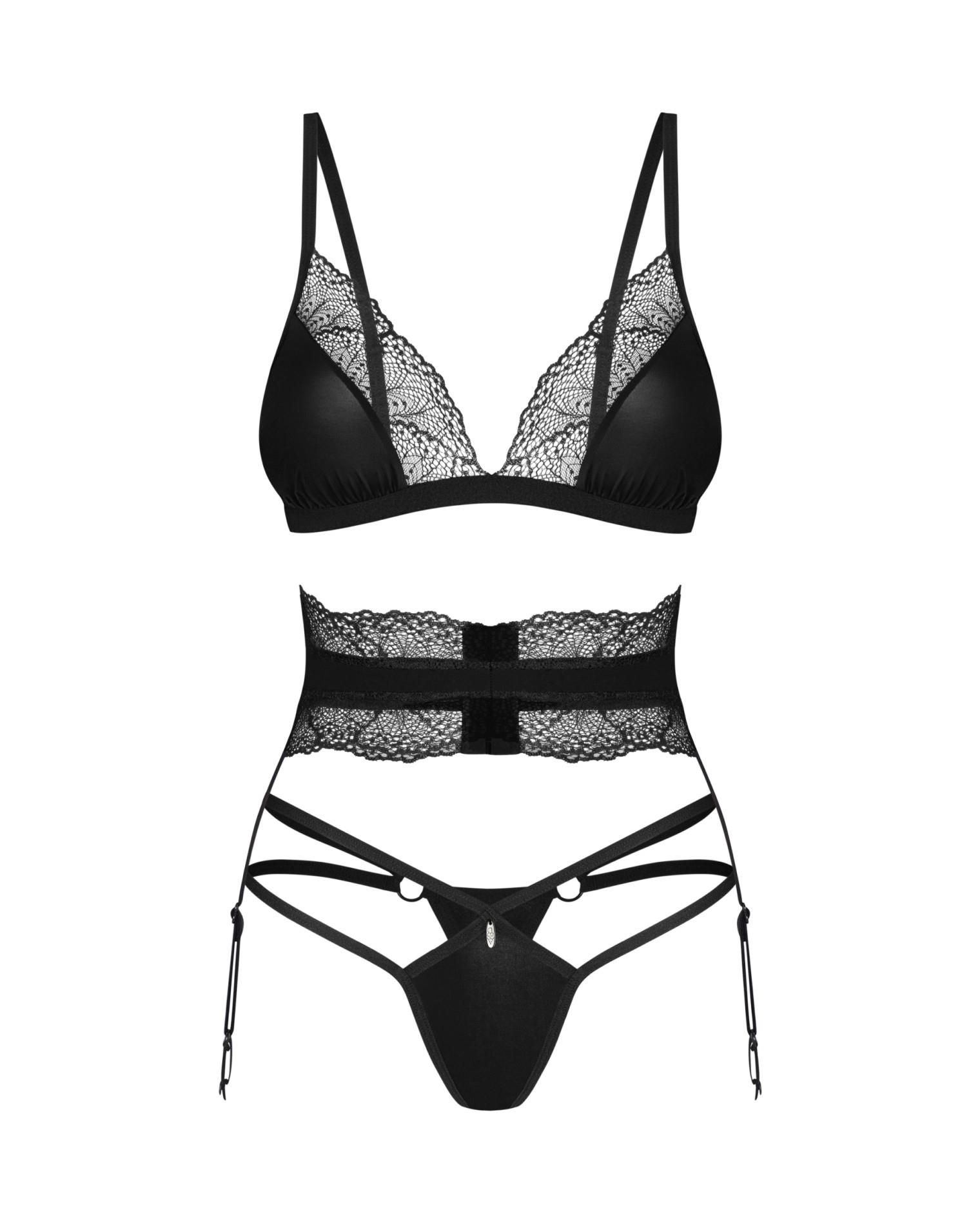 Комплект белья Obsessive Lobellis, XS/S (черный)