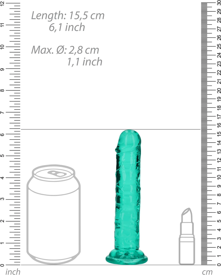 Фаллоимитатор RealRock Crystal Clear Realistic Dildo 6'', 14.5 см (зеленый)
