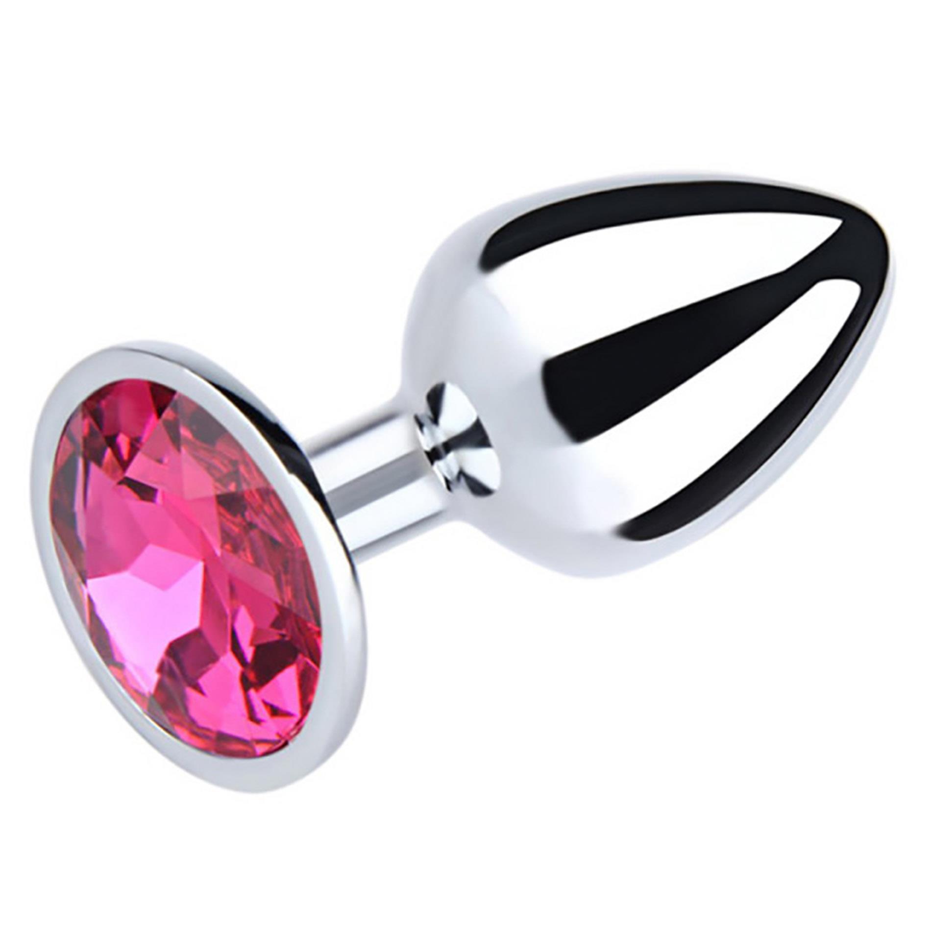 Korek analny Fantasy Silver Butt Plug Diamond L, 9 cm (różowy)