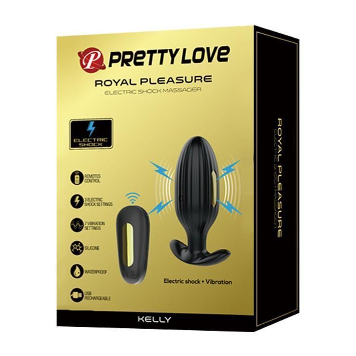 Анальна пробка Pretty Love Electric Shock Massager, 9,2 см (чорний)