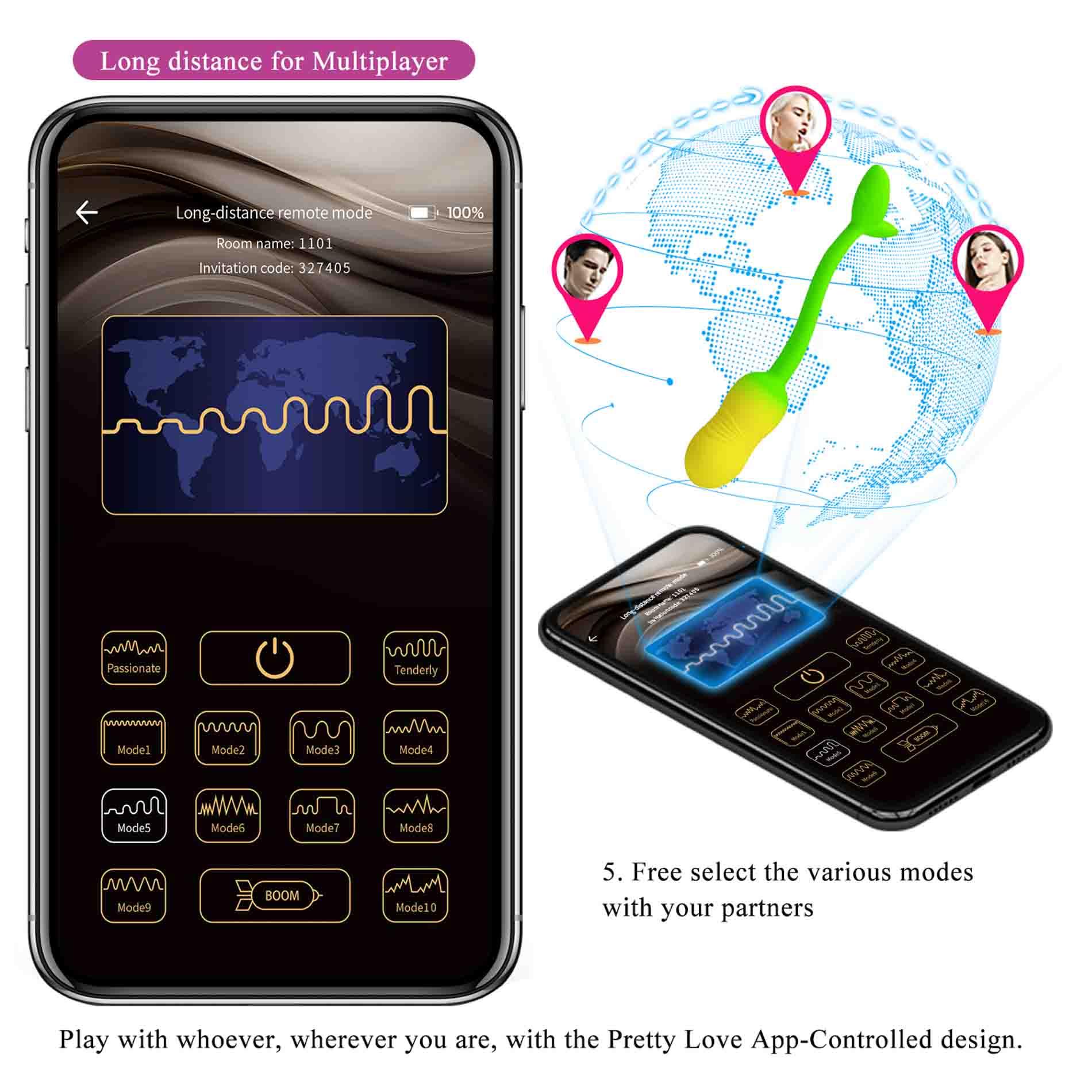 Wibrujące Jajko Pretty Love Poulsen App Egg 02, 20.2 cm (żółty)