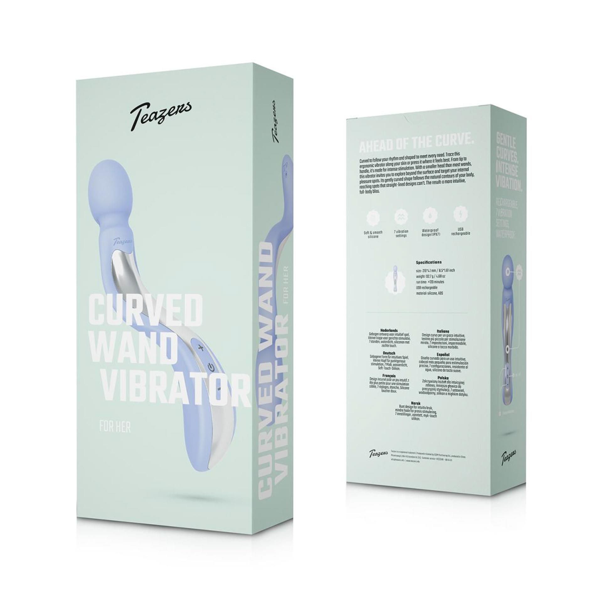 Вибромассажер Teazers Curved Wand, 20.3 см (сиреневый)