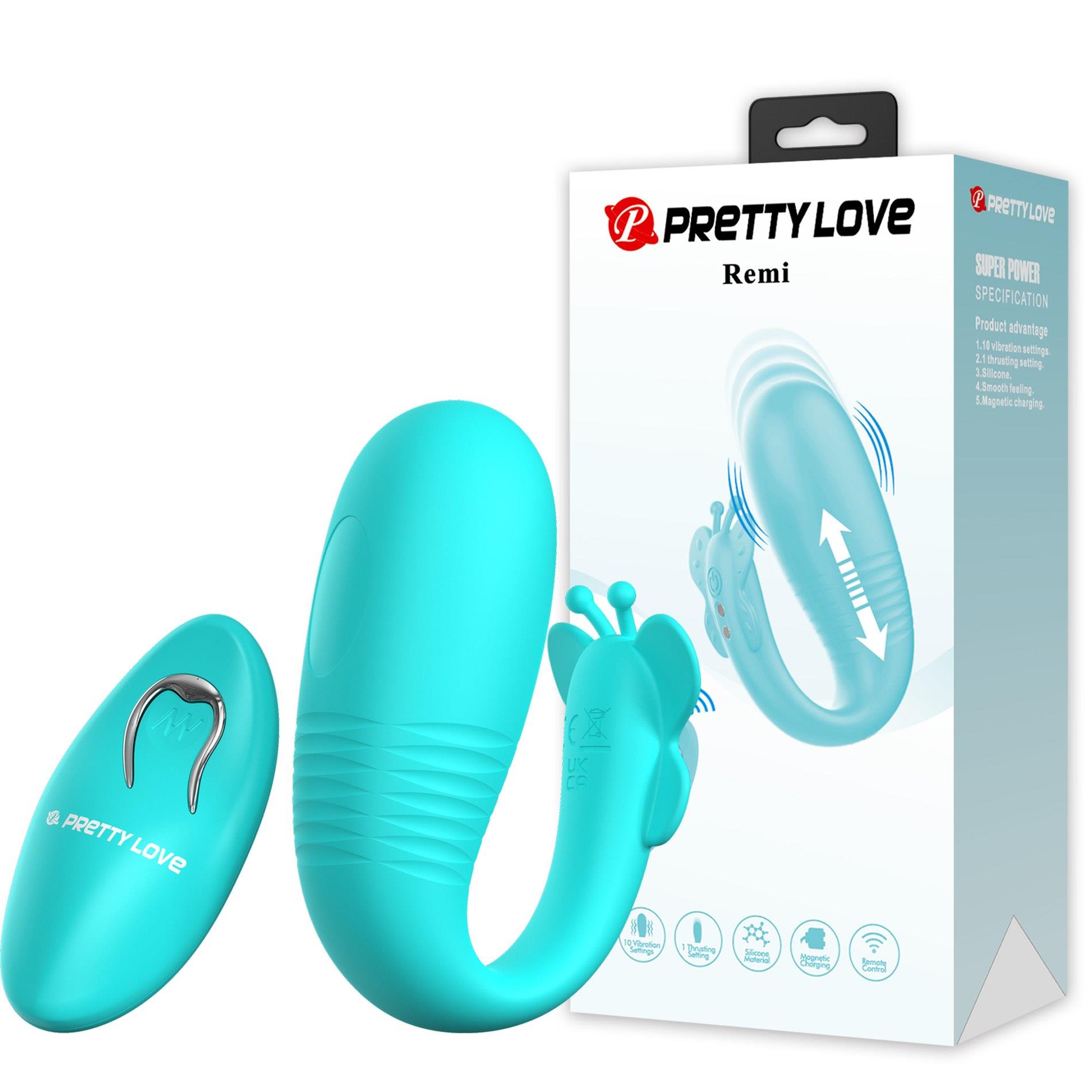 Вибратор для пар Pretty Love Remi, 9.6 см (бирюзовый)