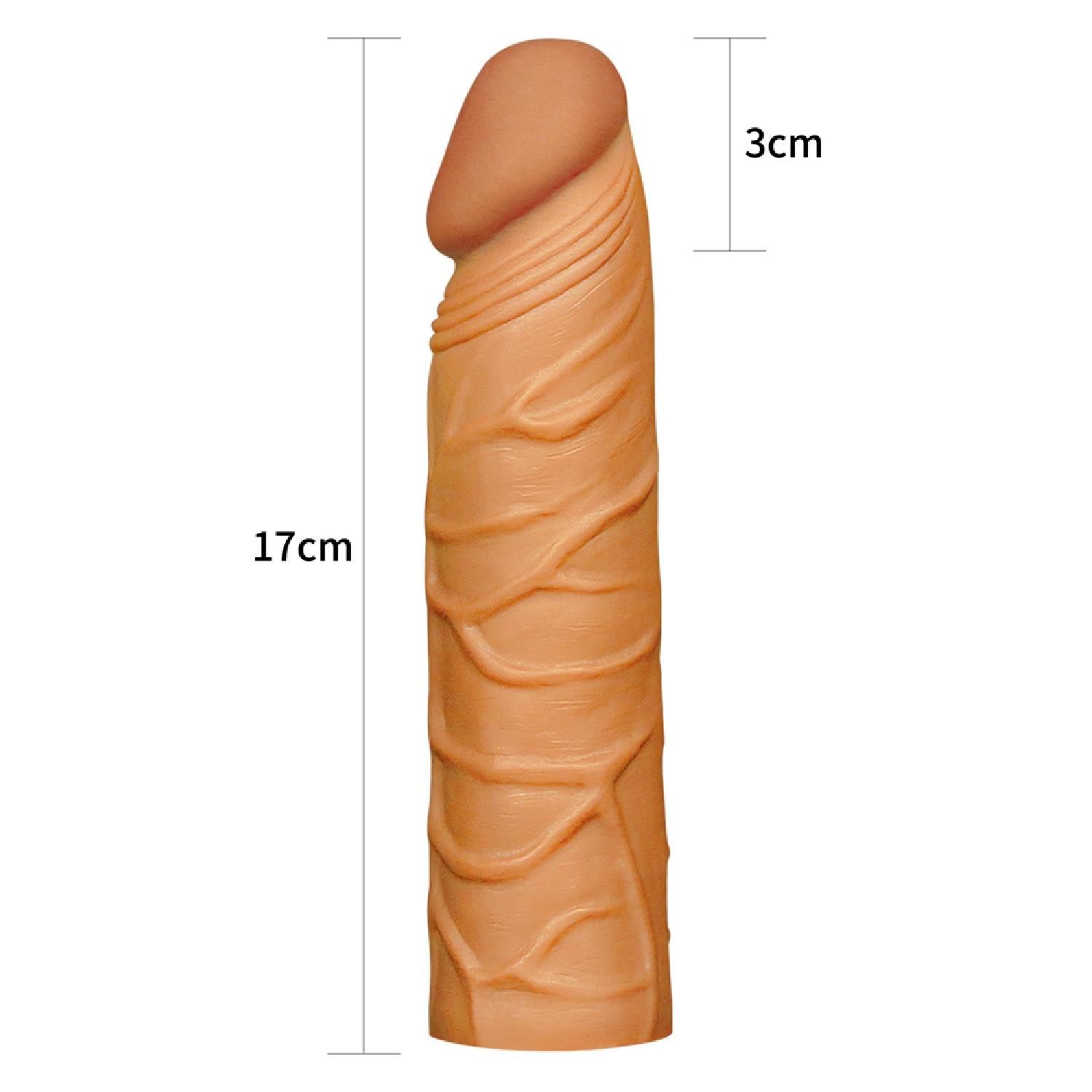 Насадка на пенис LoveToy Pleasure X-Tender, 17 см (коричневый)
