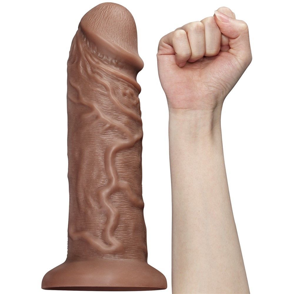 Вібратор LoveToy Realistic Chubby Dildo 10.5'', 26.6 см (коричневий)