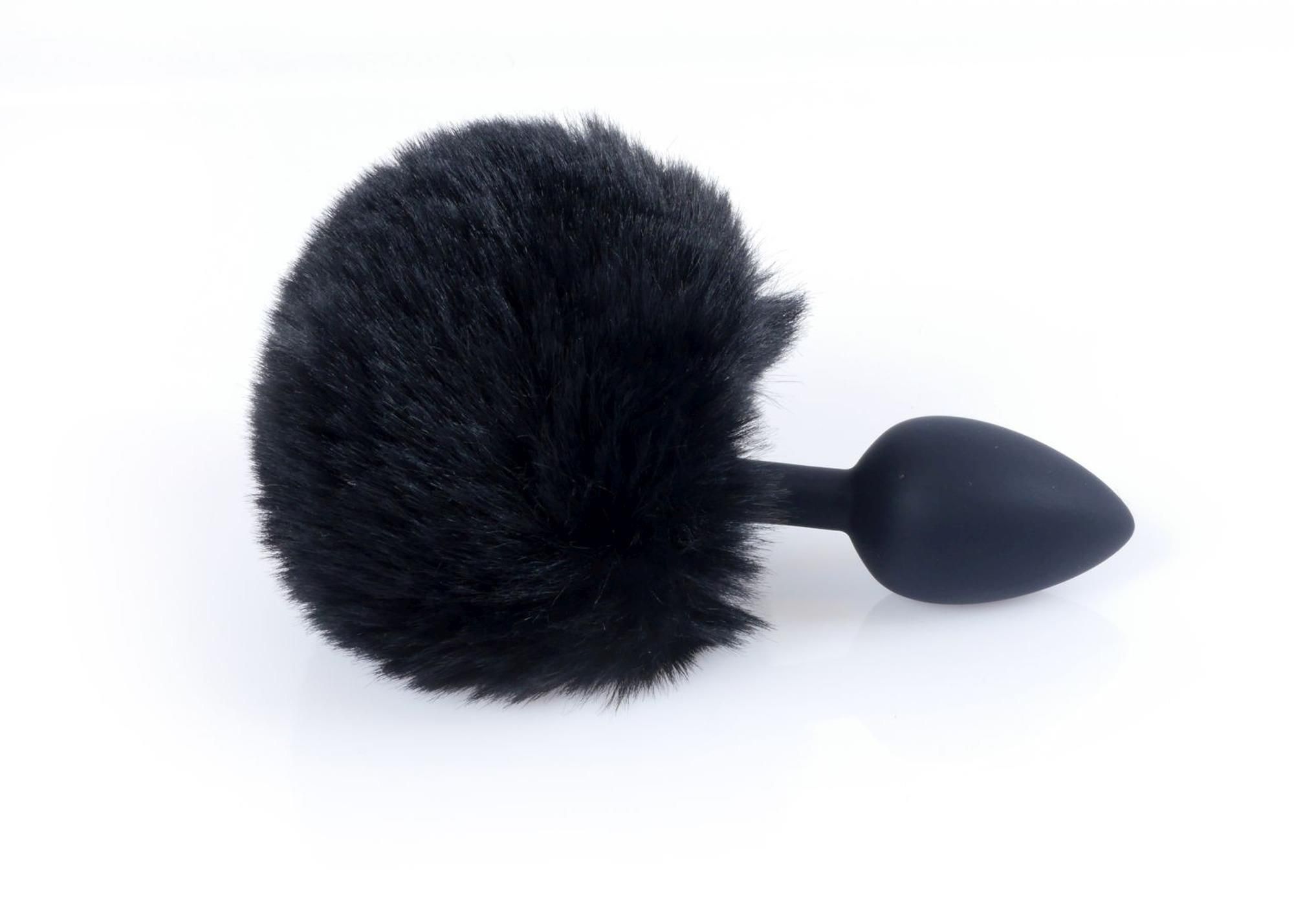 Анальна пробка Boss Jewellery Silicon Bunny Tail, 6,5 см (чорний)