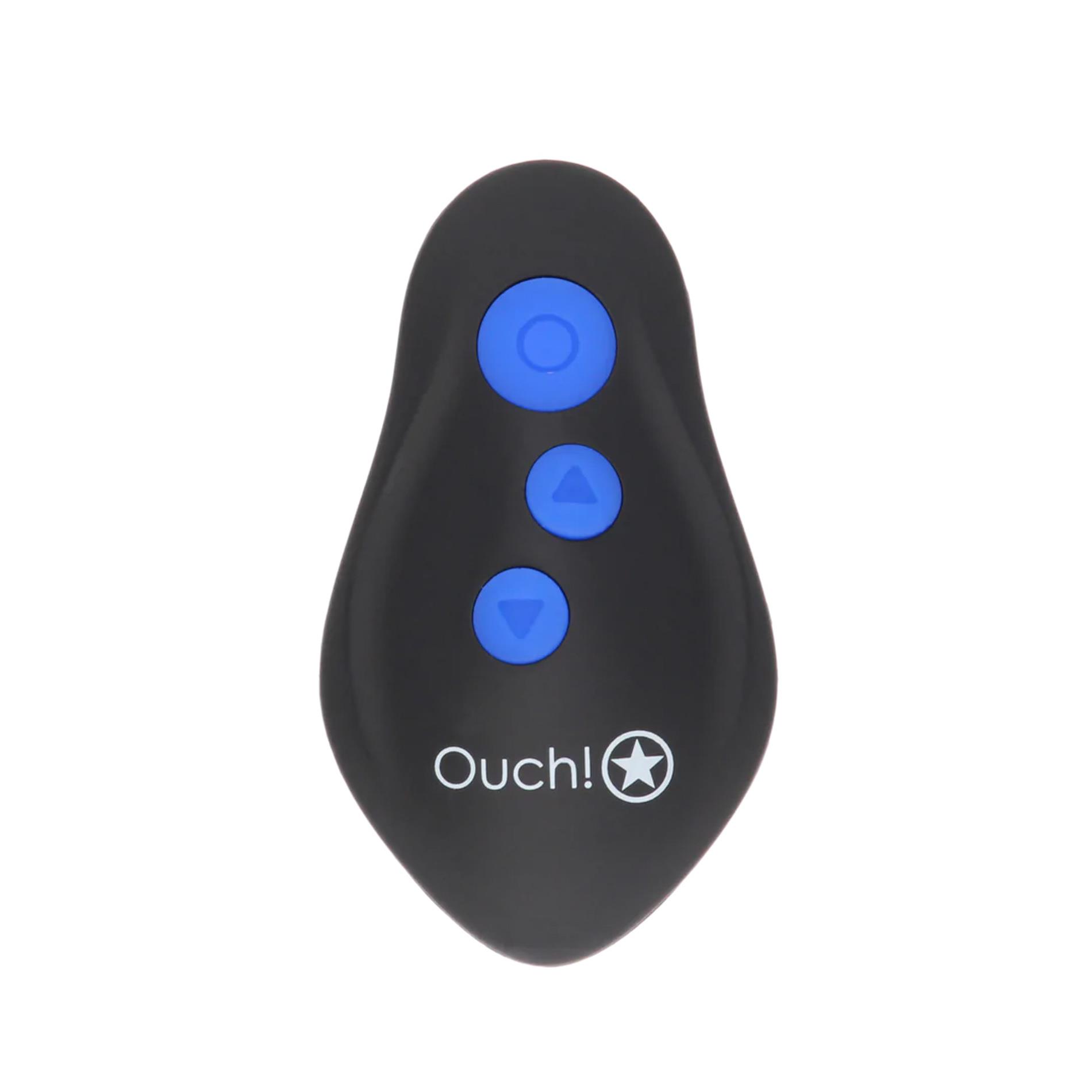 Анальна пробка Ouch! E-stim Vibrating Butt Plug Cockring, 14.5 см (чорний)