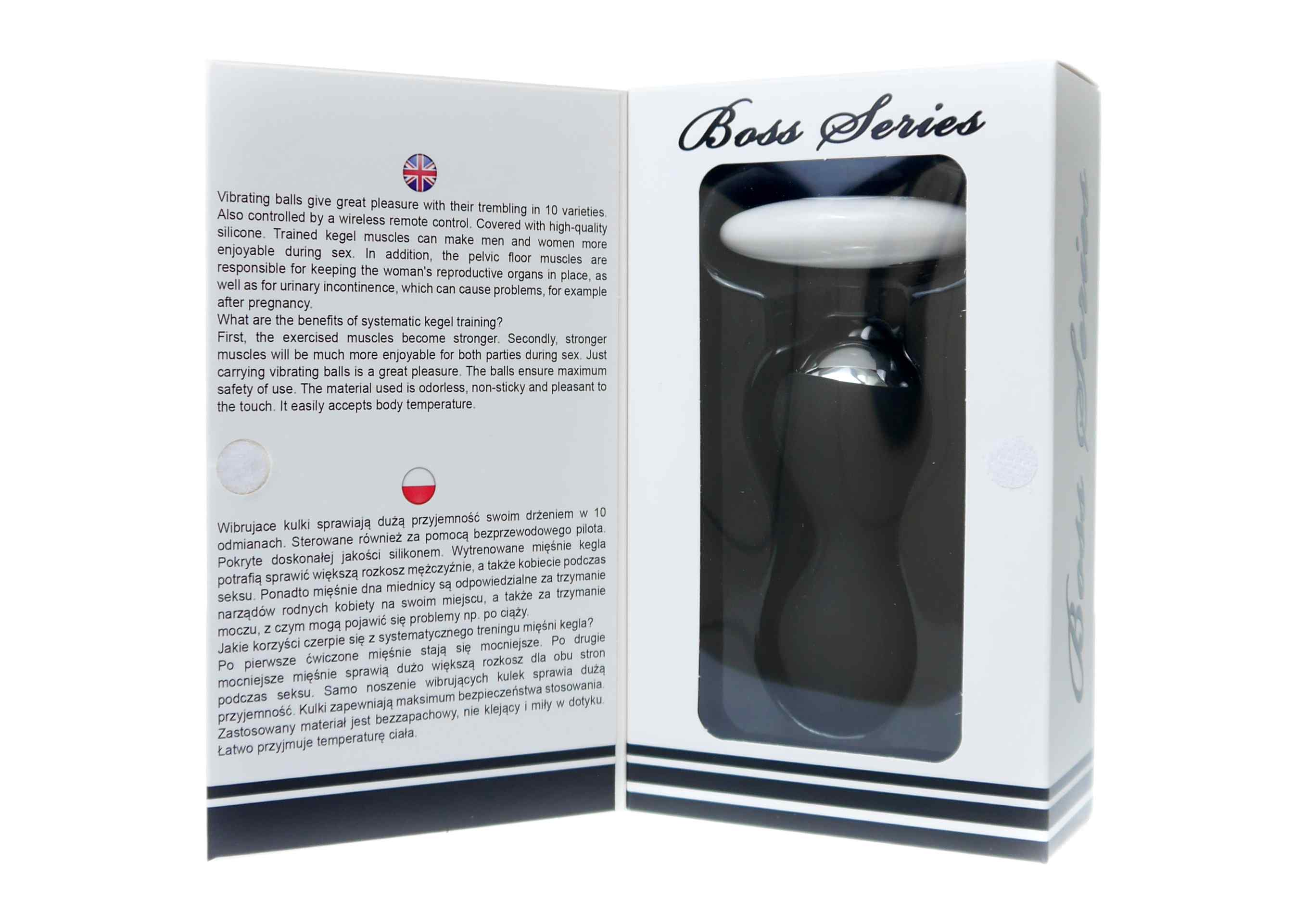 Kulki gejszy Boss Remote Control Tighten Vibrating Egg, 8 cm (czarny)