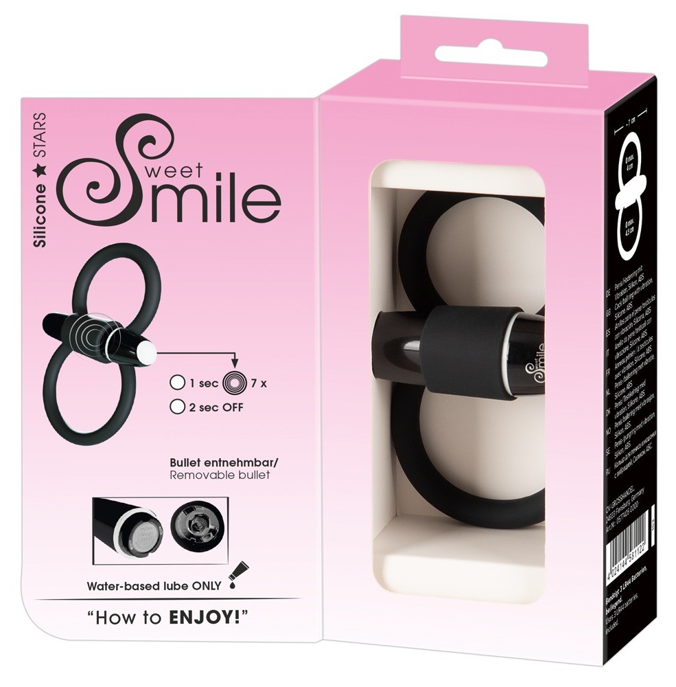 Виброкольцо Sweet Smile Skill, 4,5 см (черный)