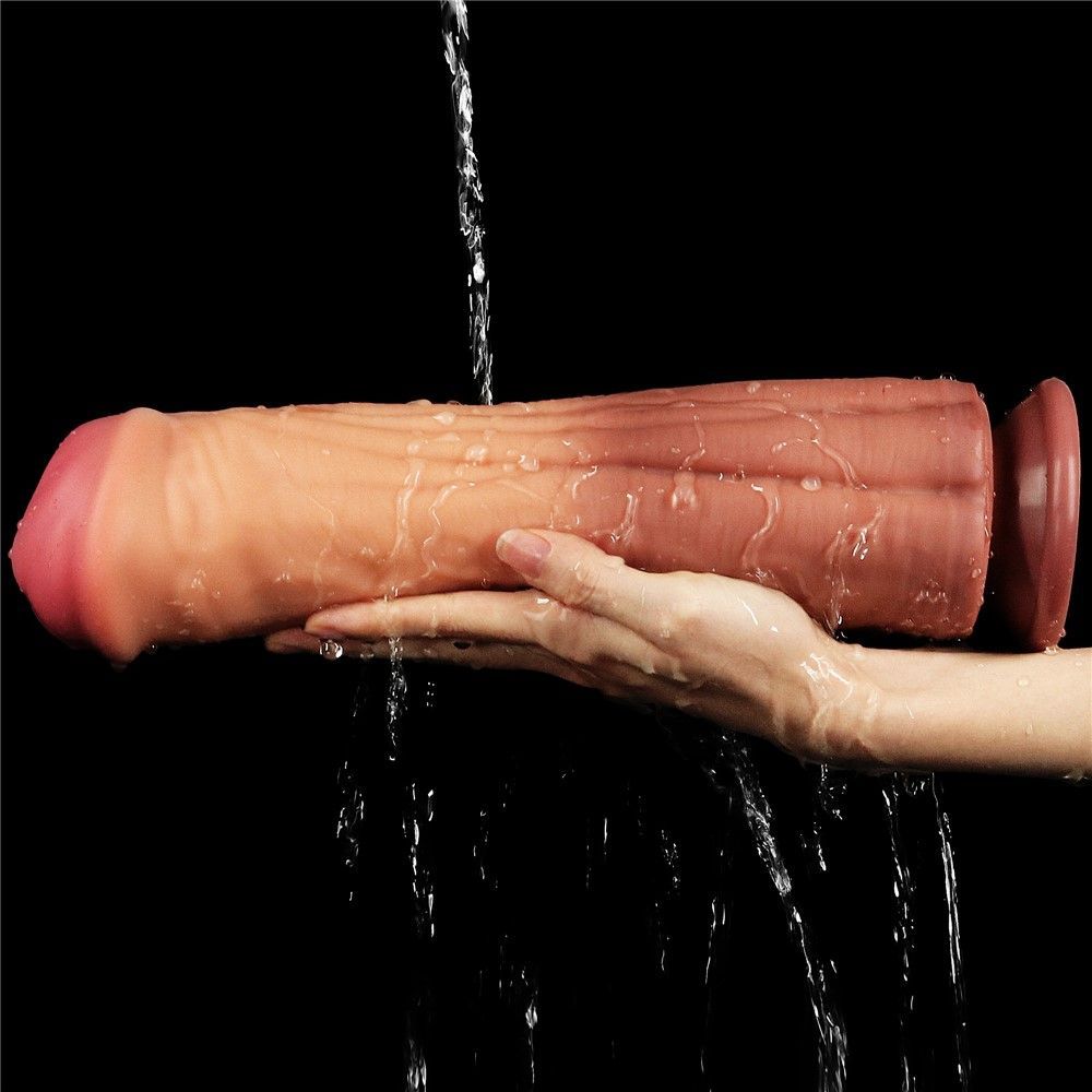 Фалоімітатор LoveToy Dual Layered Silicone Cock 12", 30 см (коричневий)