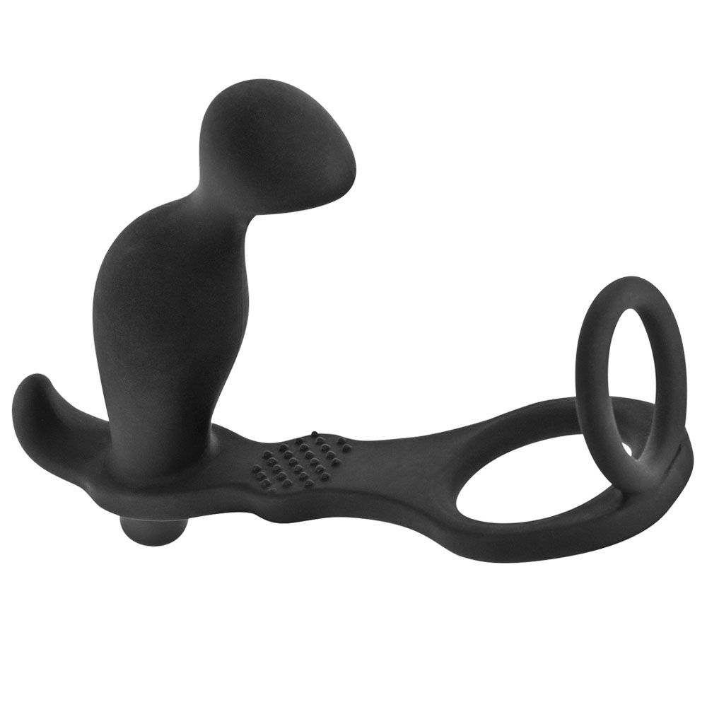 Эрекционное кольцо BlueJunker Prostate Stimulator Cockring, 16,5 см (черный)