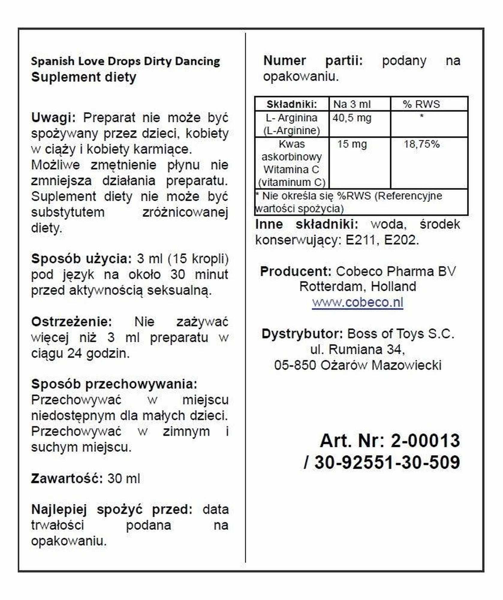 Возбуждающие капли Spanish Love Drops Dd, 30 мл