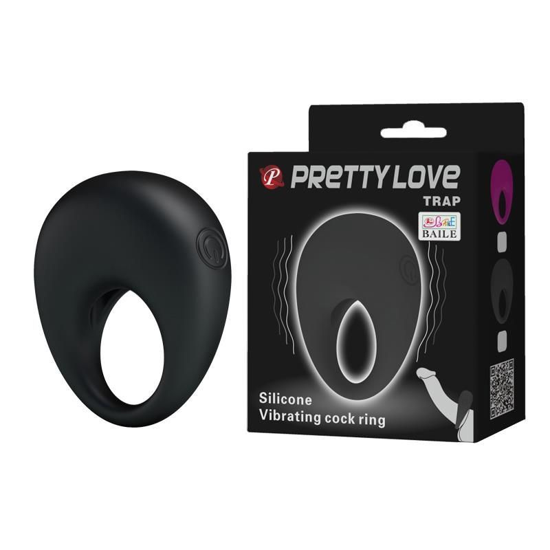 Виброкольцо Pretty Love Trap, 5,6 см (черный)