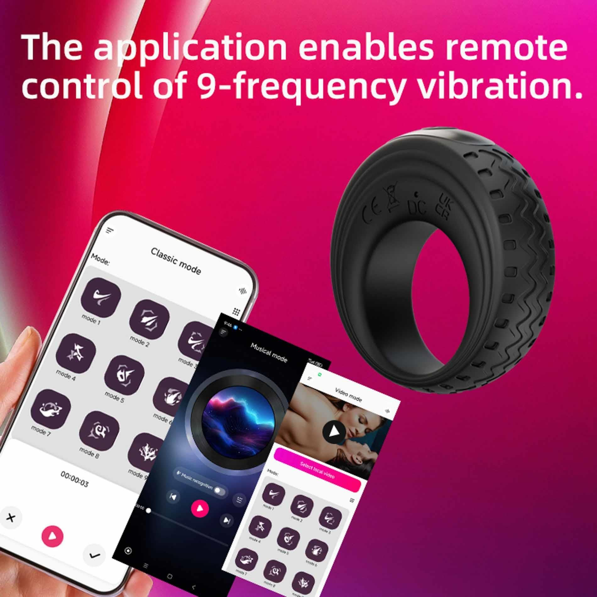 Эрекционное кольцо B - Series Cute App-Controlled, 6.7 см (черный)