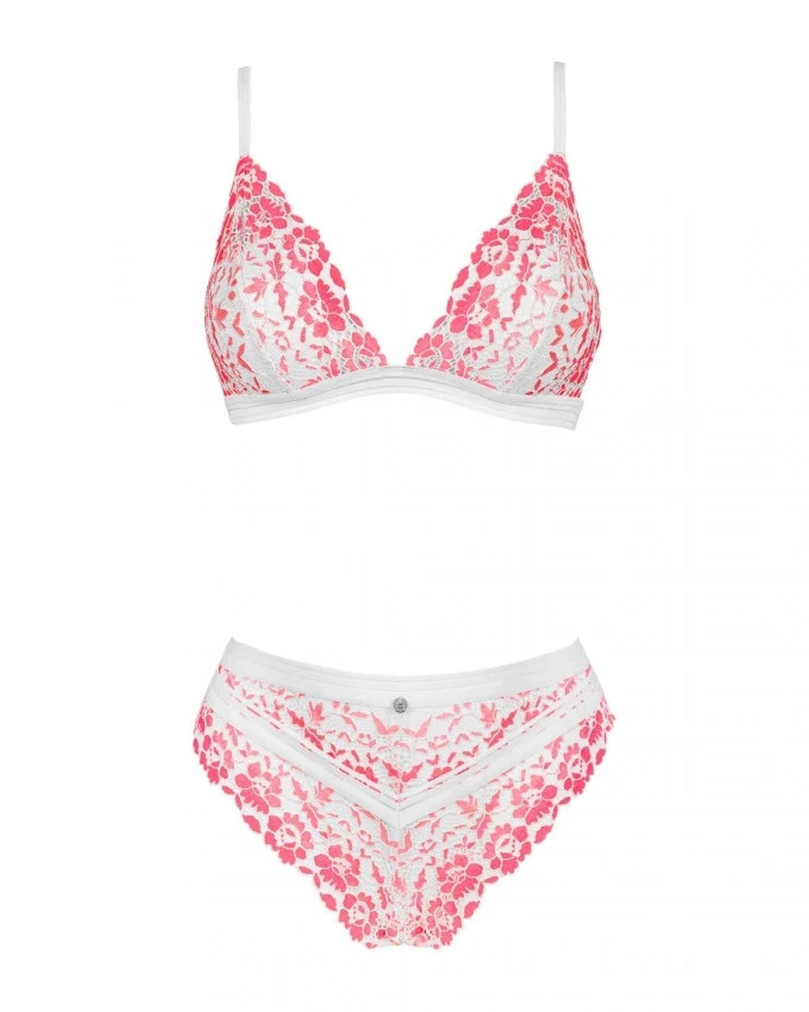 Комплект белья Obsessive Bloomys, L/XL (розовый)