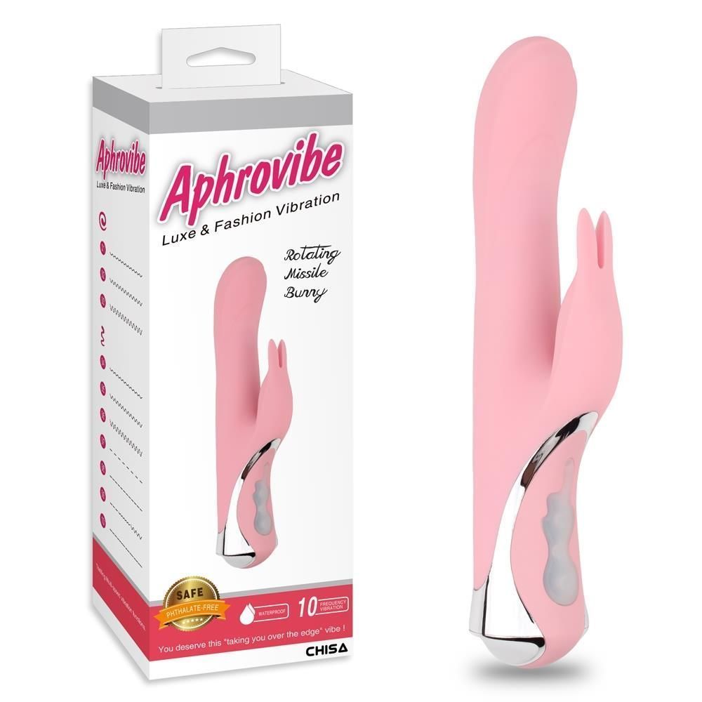 Вибратор-кролик Aphrovibe Rotating Missile Bunny, 24 см (светло-розовый)