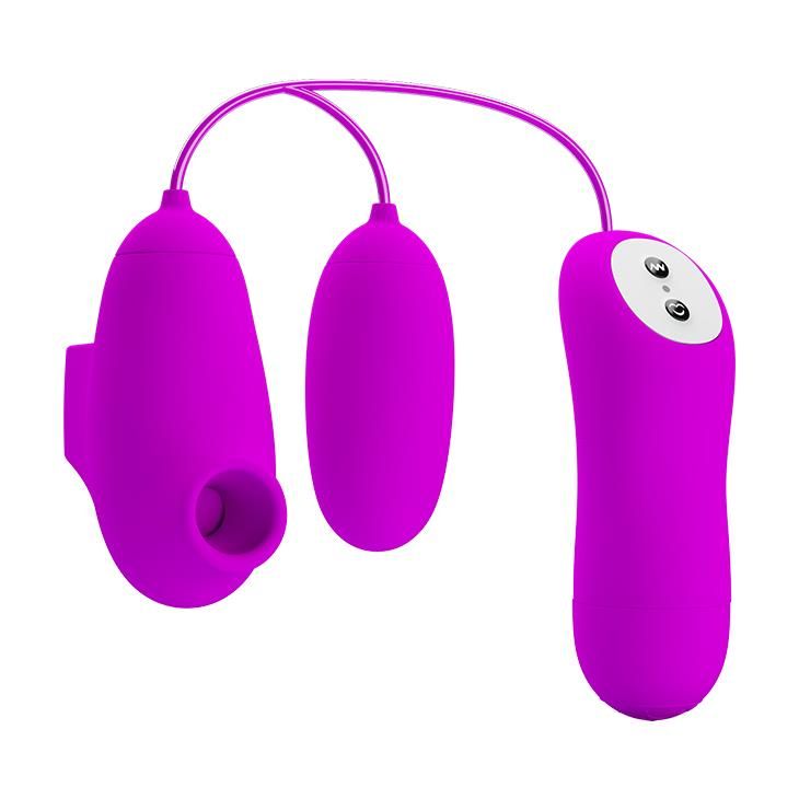 Вібратор з вакуумним стимулятором клітора Pretty Love Suction & Vibro Bullets (рожевий)