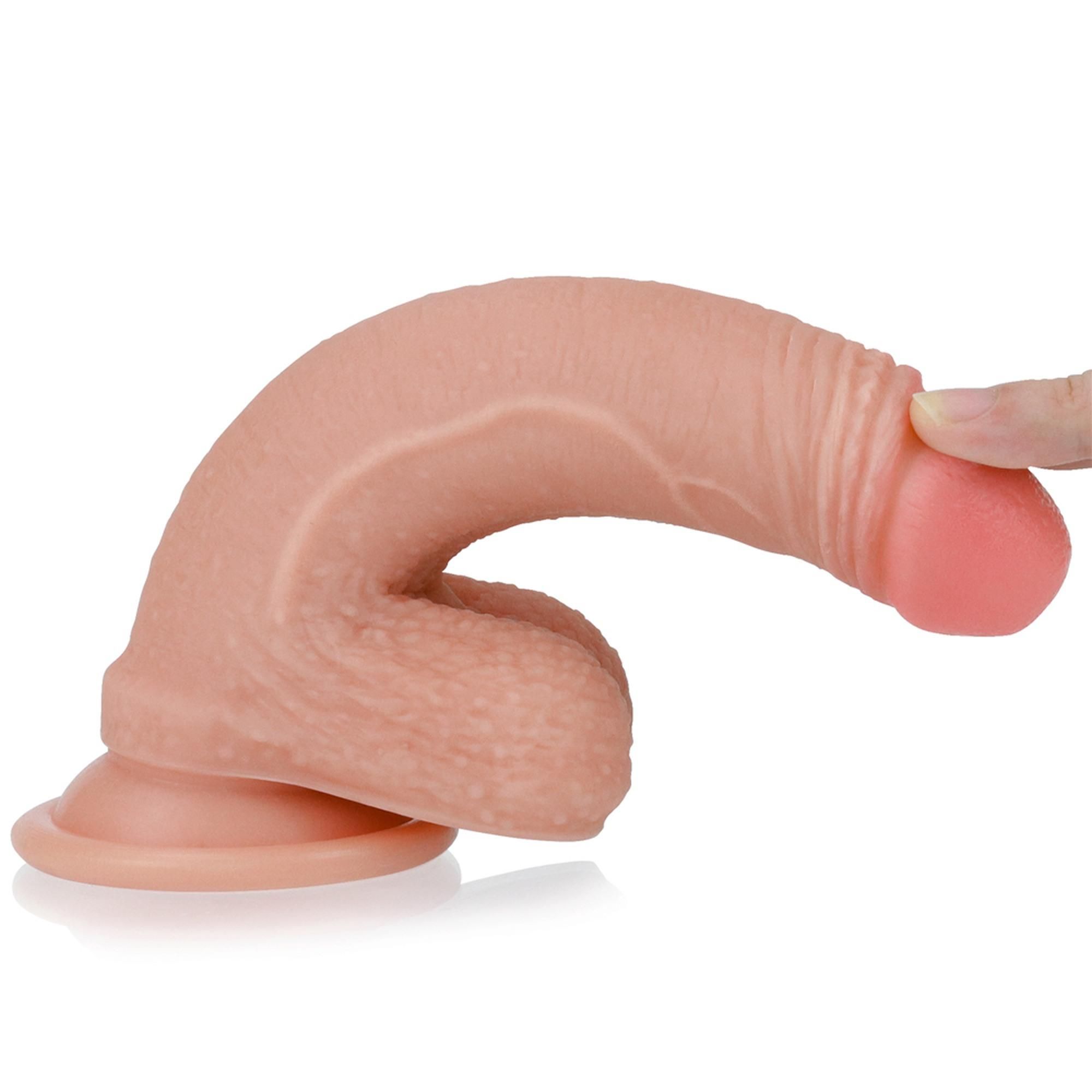Фаллоимитатор на присоске Dual-Layered Silicone Cock Flesh, 18 см (телесный)