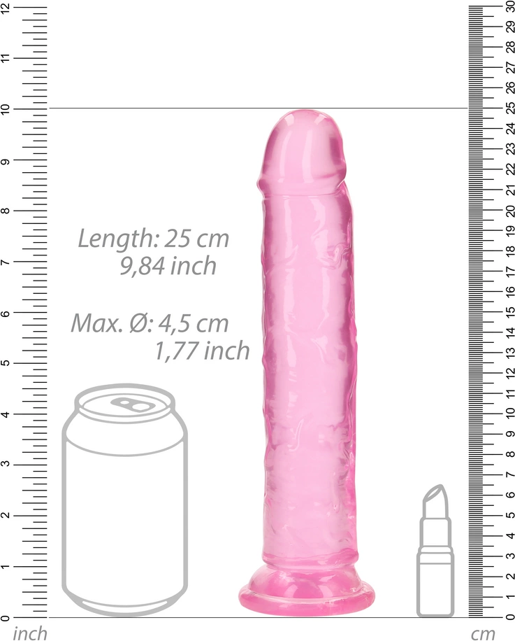 Фаллоимитатор RealRock Crystal Clear 9'', 25 см (розовый)