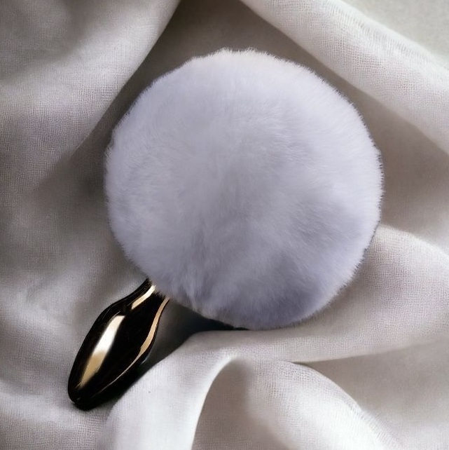 UPKO Rabbit Fur Bunny Tail - Korek analny, Biały, 10 cm