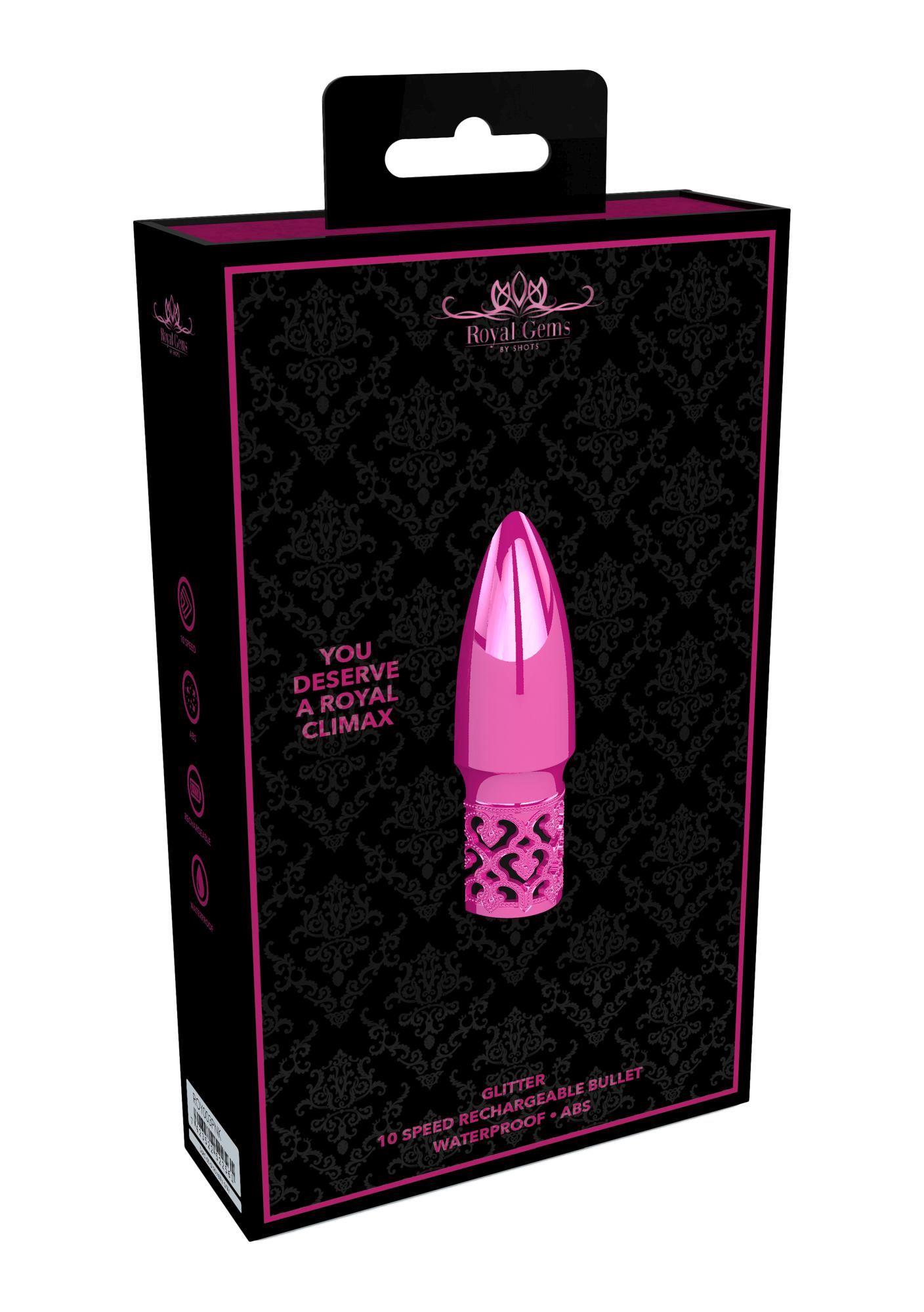 Вибромассажер Royal Gems Glitter, 6.8 см (розовый)