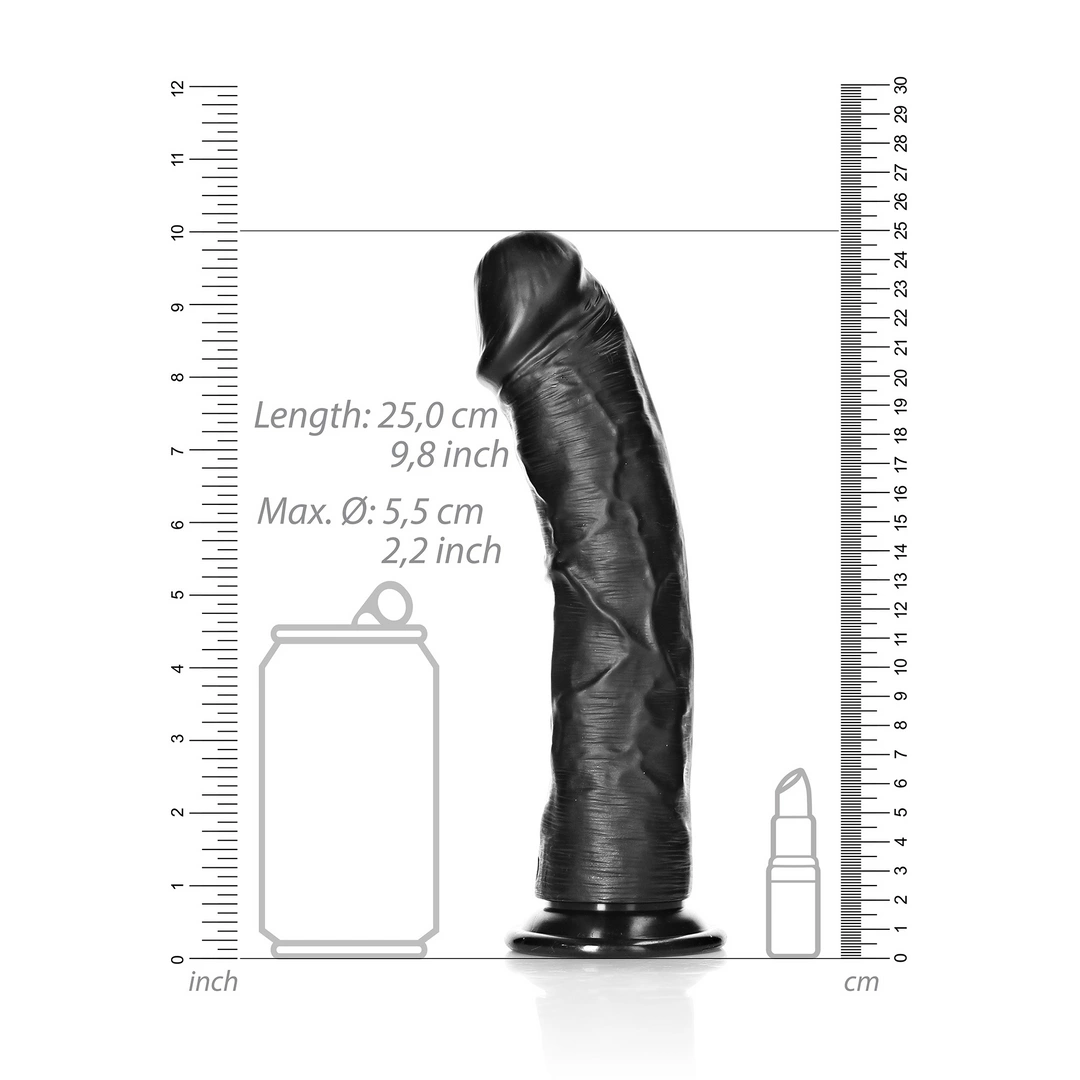 Фаллоимитатор RealRock Curved Realistic 9", 25 см (черный)