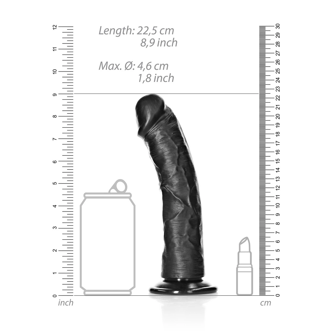 Фаллоимитатор RealRock Curved Realistic 8", 20.5 см (черный)