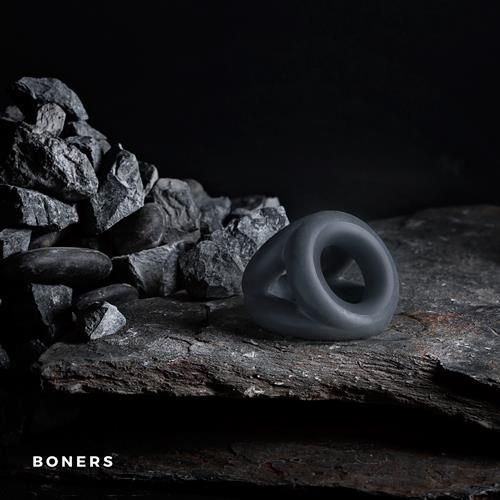 Тройное эрекционное кольцо Boners Open Cocksling (серый)