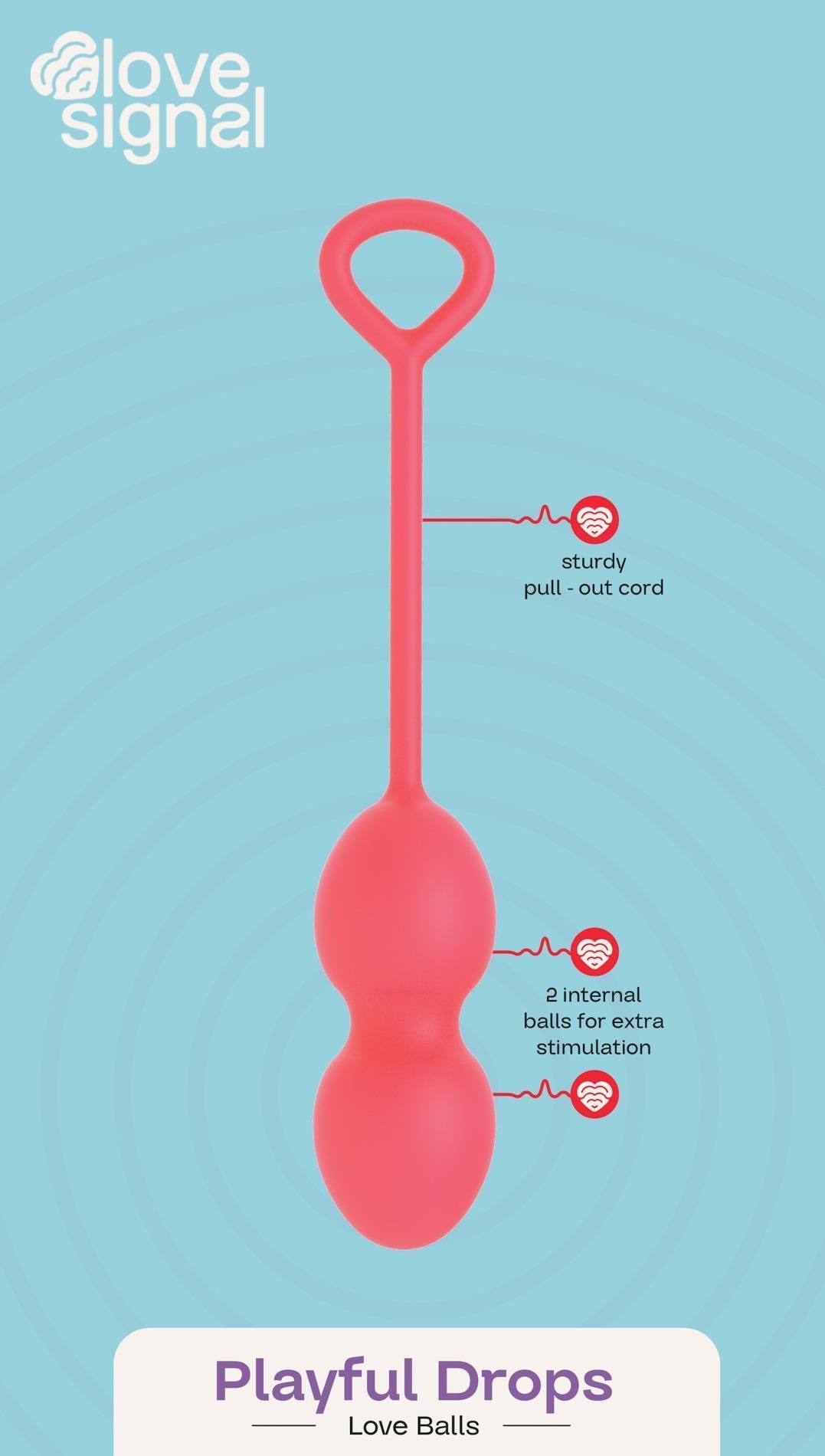 Kulki dopochwowe Dream Toys Playful Drops, 17.5 cm (czerwony)