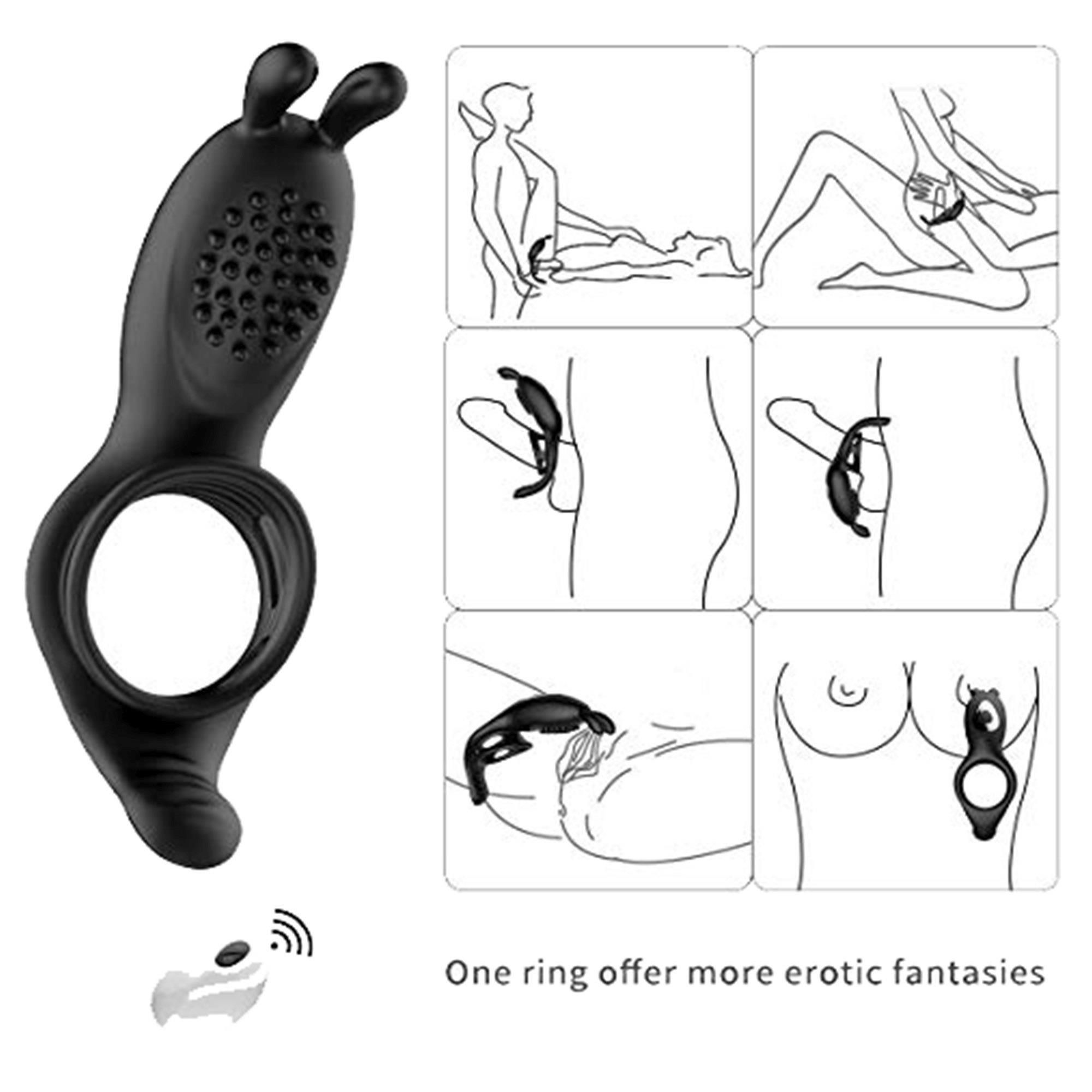 Эрекционное кольцо B - Series Cute Rabbit Vibration, 11.7 см (черный)