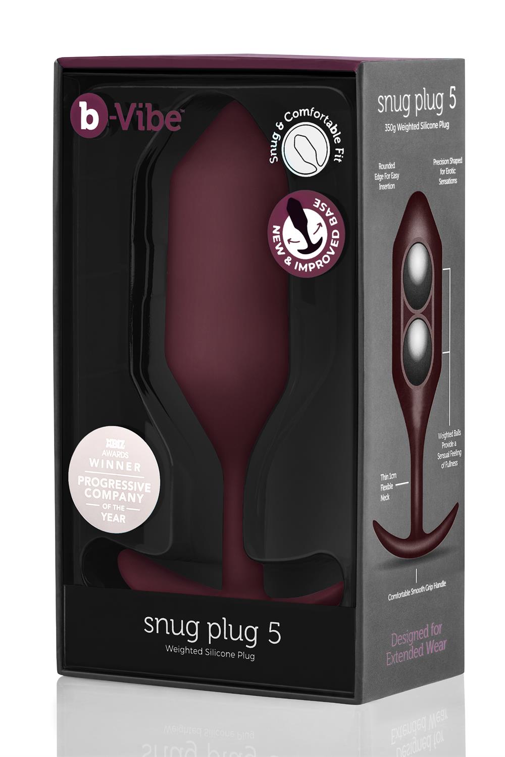 Korek analny B-Vibe Snug Plug 5, 16 cm (bordowy)