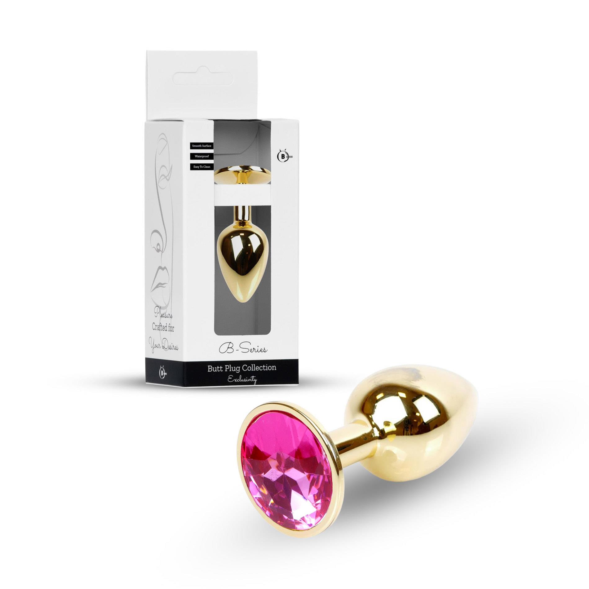 Анальна пробка з кристалом B - Series HeavyFun Plug-Jewellery, 7 см (рожевий)