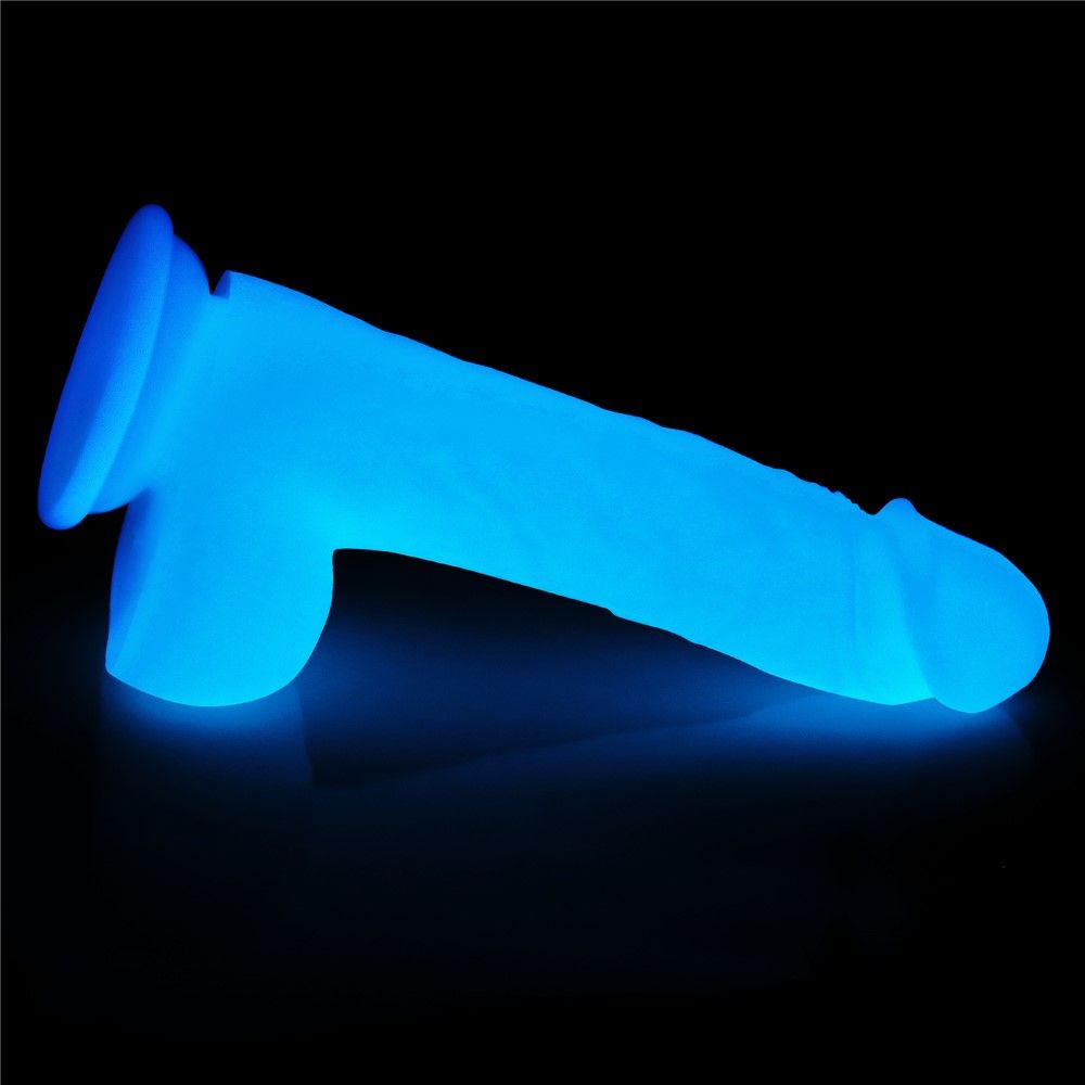 Неоновый фаллоимитатор LoveToy Lumino Play, 20,9 см (голубой)
