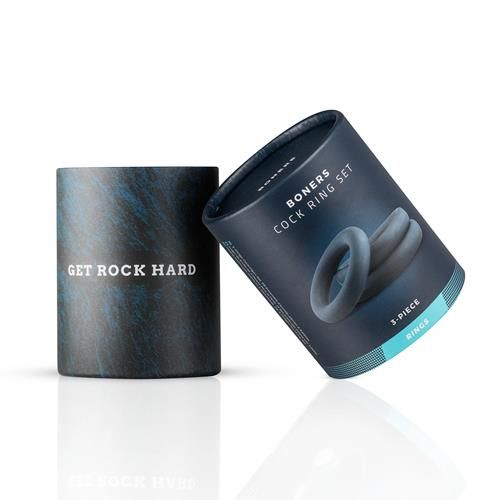 Набір ерекційних кілець Boners 3-Piece Cock Ring Set, 3 шт (сірий)