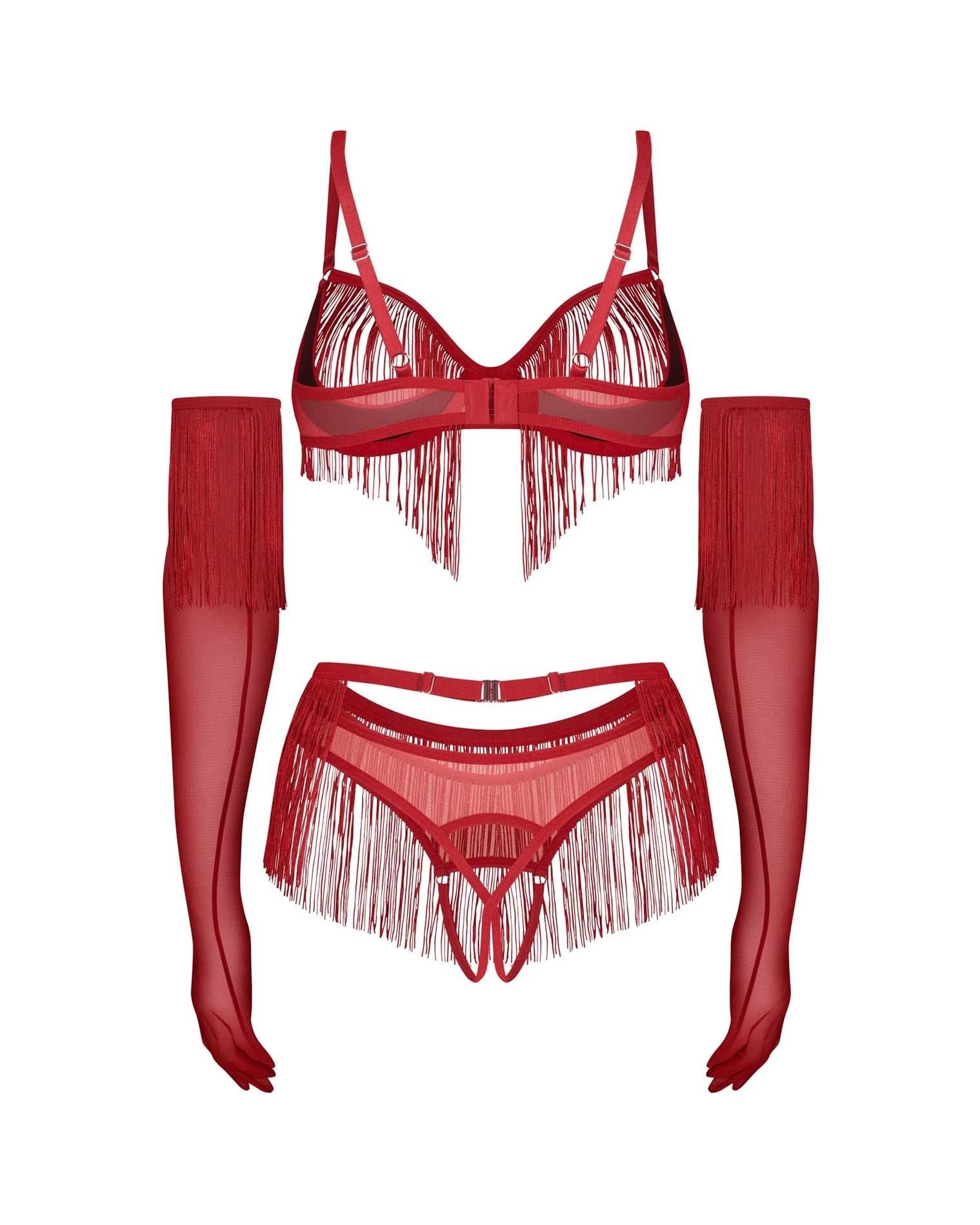 Комплект белья Obsessive Rossay otwarty, S/M (красный)