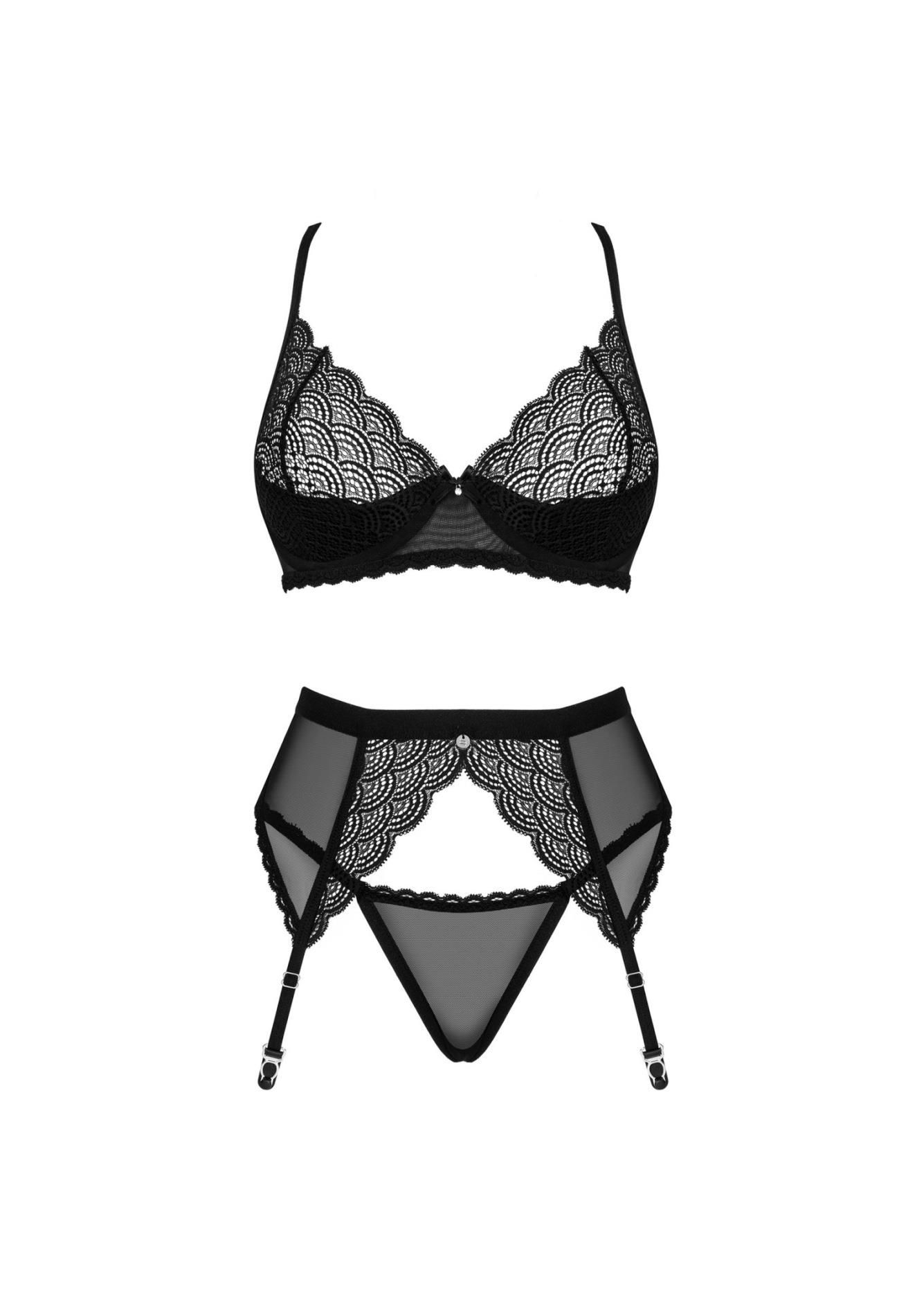 Комплект белья Obsessive Chemeris, XS/S (черный)