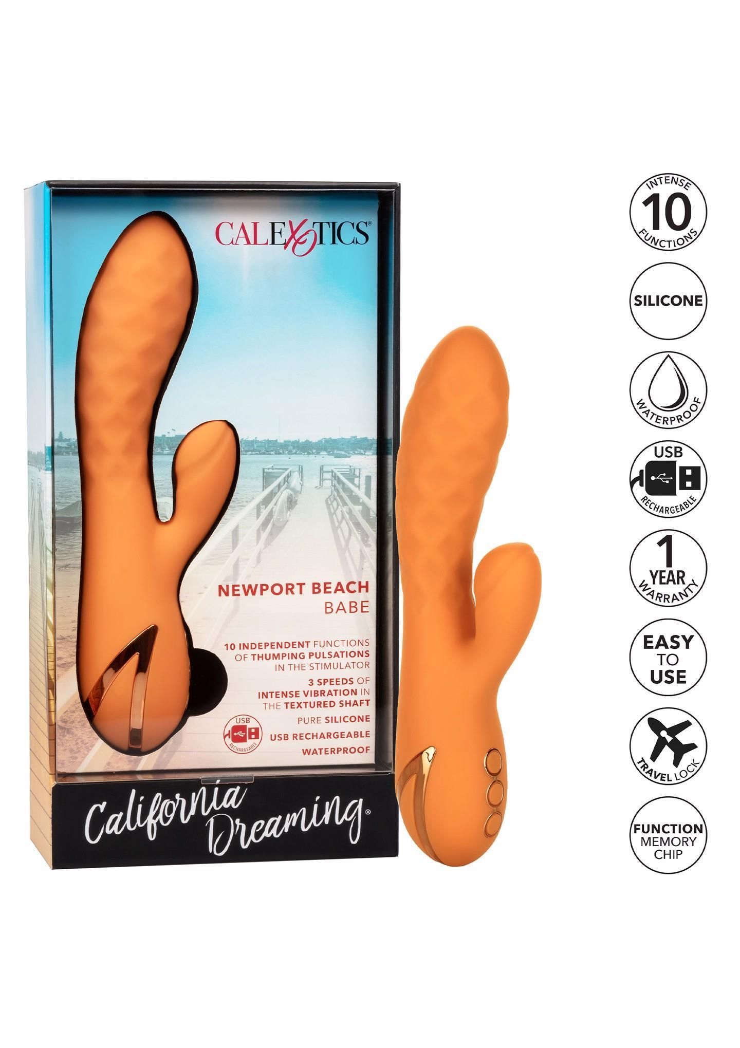 Вибратор-кролик Calexotics Newport Beach Babe, 21.5 см (оранжевый)