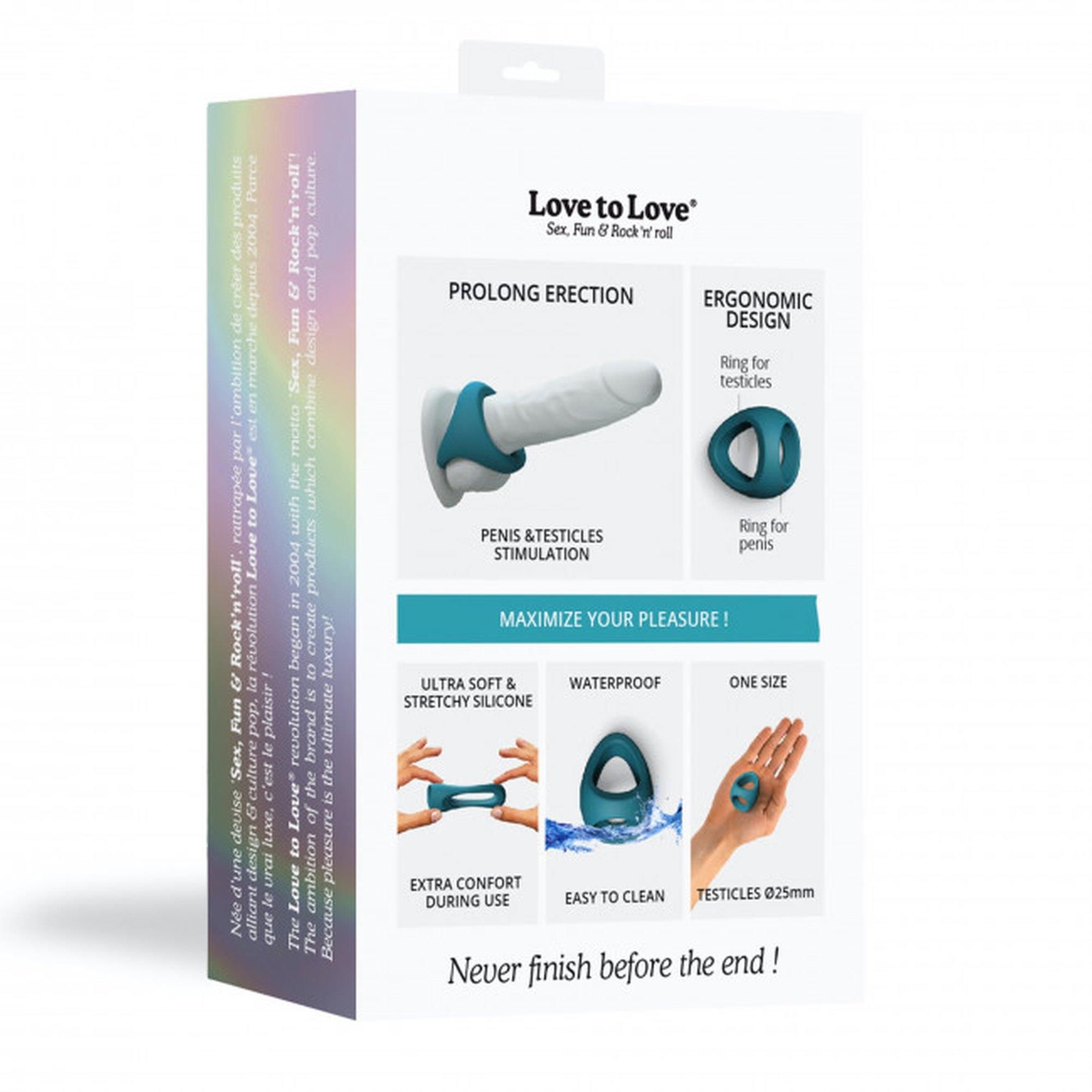 Эрекционное кольцо Love To Love Flux Ring Black Teal Me, 3 см (бирюзовый)