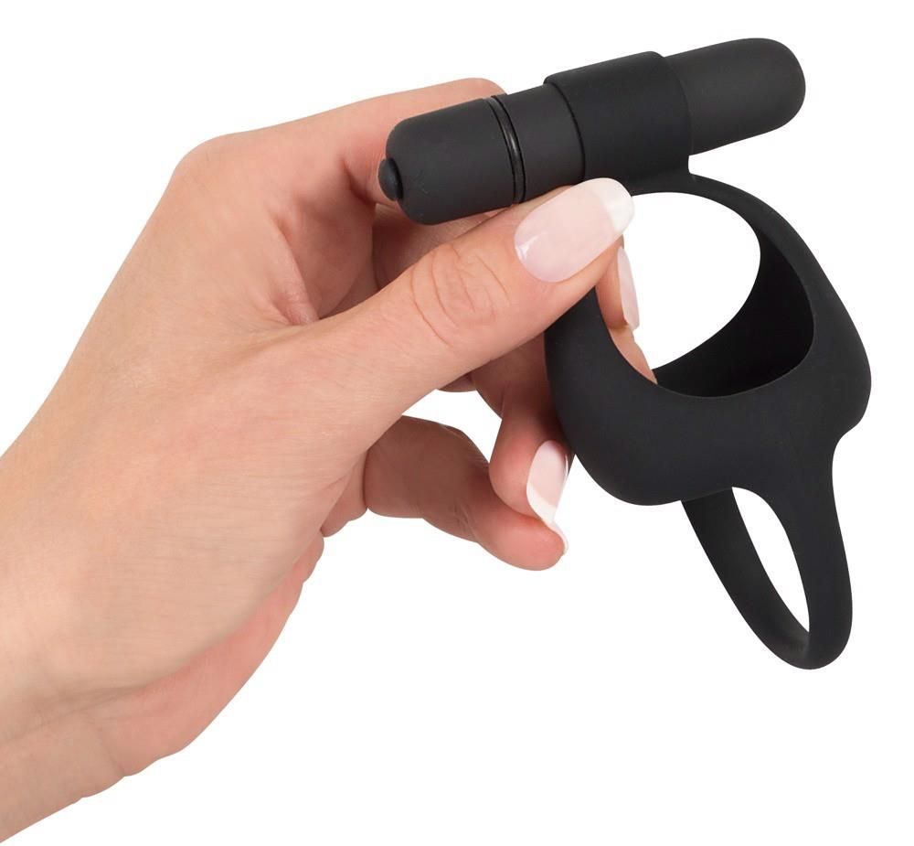 Виброкольцо Black Velvets Cock & Ball Ring, 7 см (черный)