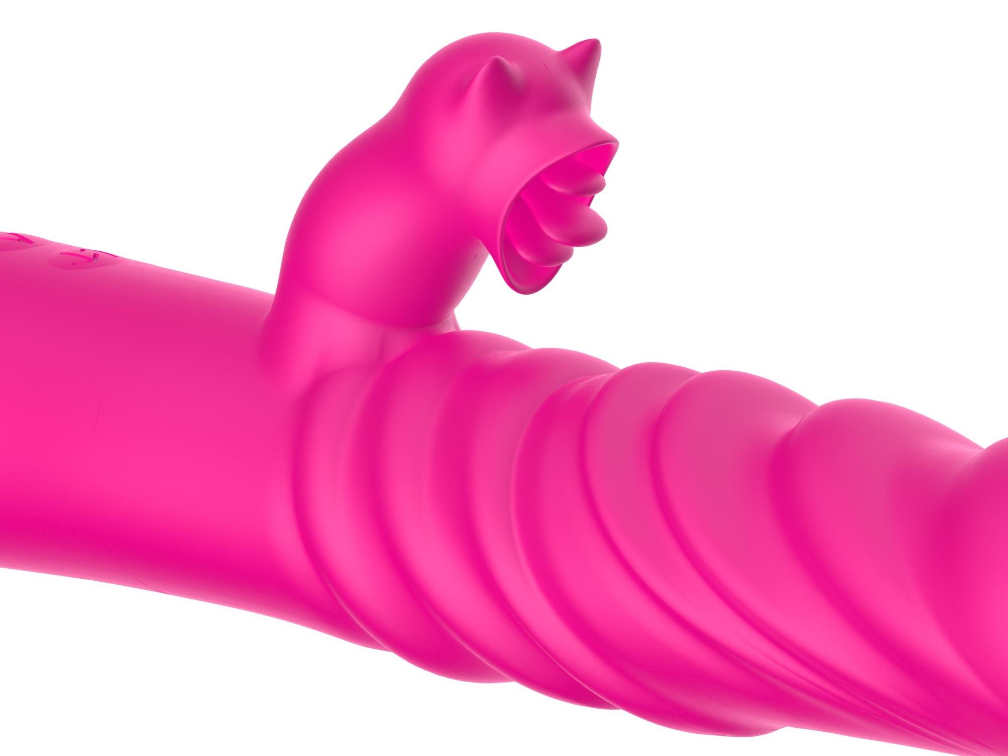 Boys of Toys Tongue licking Triple Stimulation Thrusting Vibrator - Wibrator, Różowy, 17.5 cm