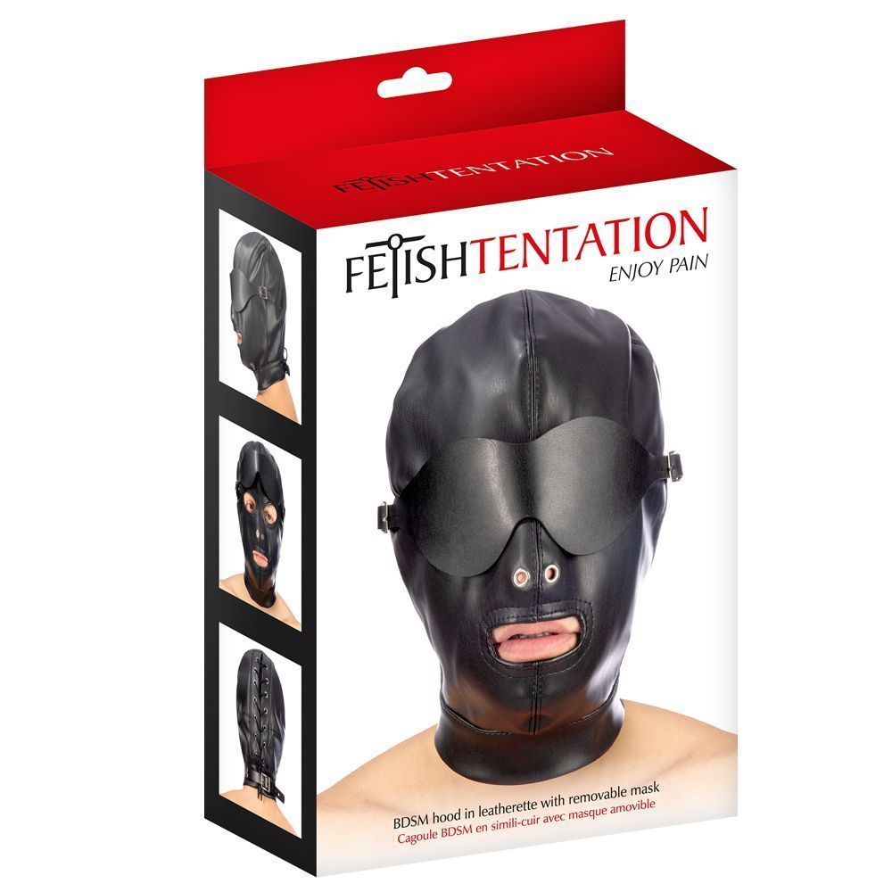 Маска Fetish Tentation Enjoy Pain BDSM Hood With Mask, (черный)