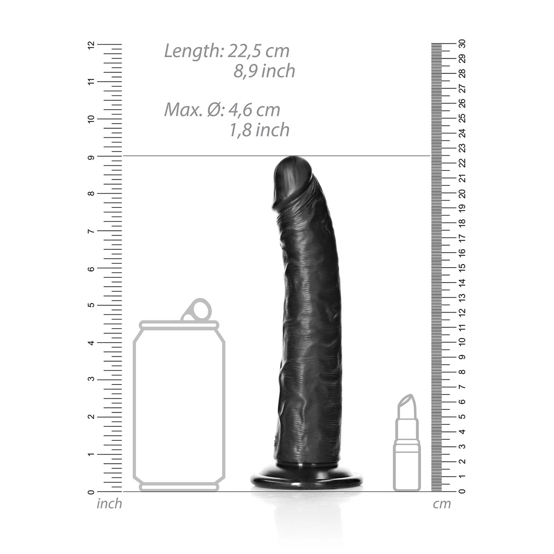 Фаллоимитатор RealRock Slim Realistic 8", 22.5 см (черный)