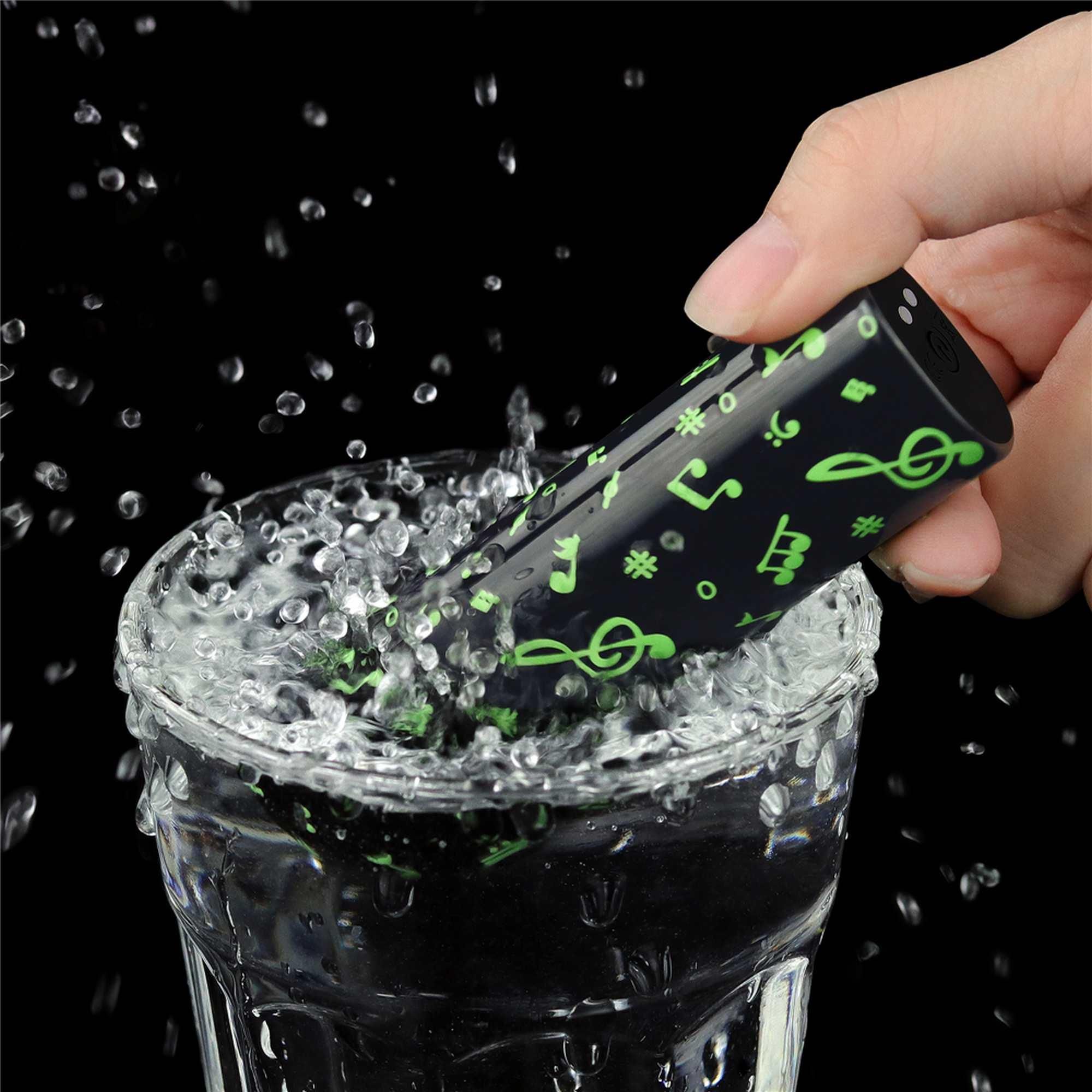 Wibrator łechtaczkowy LoveToy Music Massager Glow In The Dark, 8,5 cm (czarny)