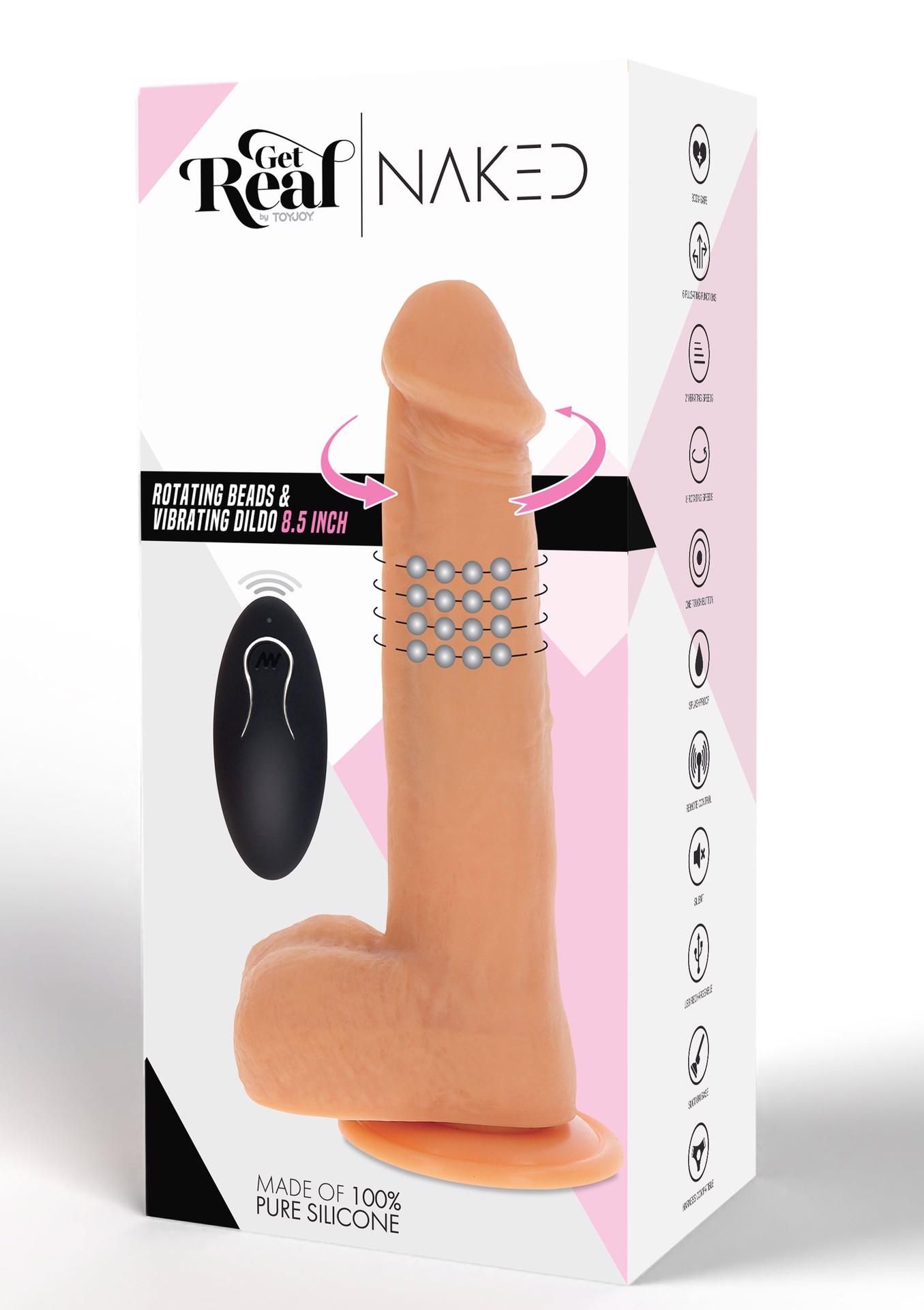 Вібратор Get Real Naked Rotating Beads & Vibrating Dildo 8.5, 16 см (тілесний)